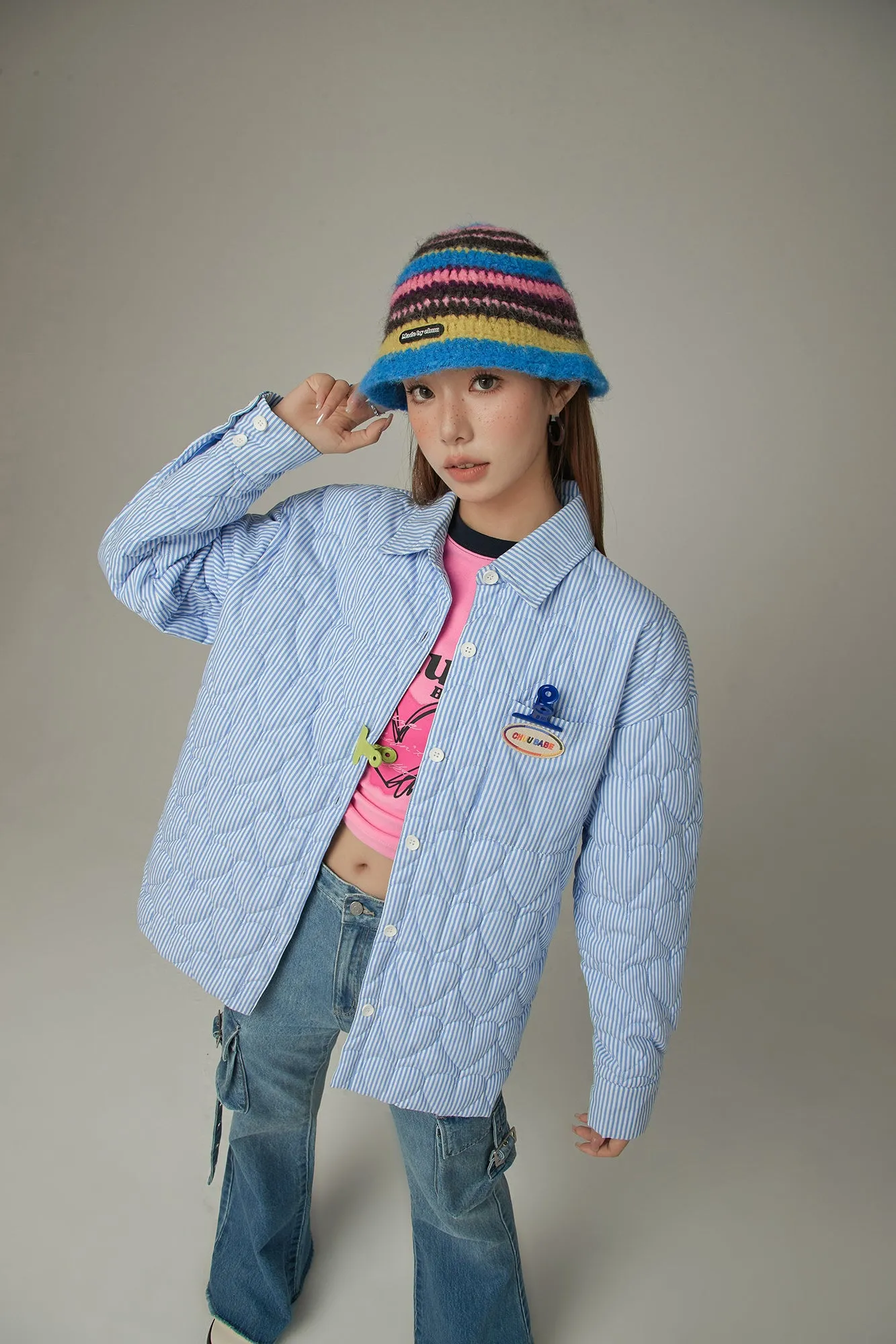 Heart Shirt Quilted Padded Shacket