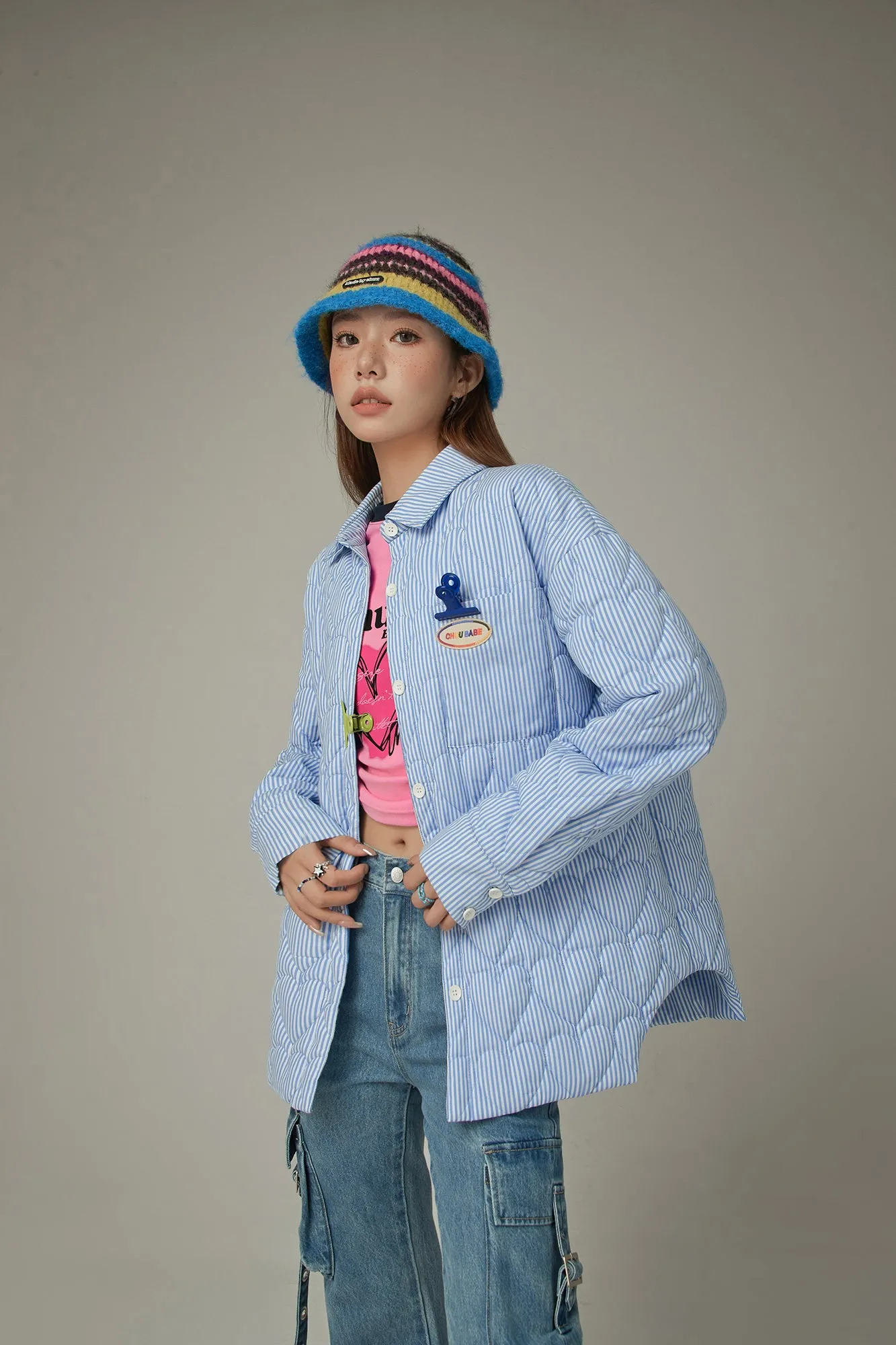 Heart Shirt Quilted Padded Shacket