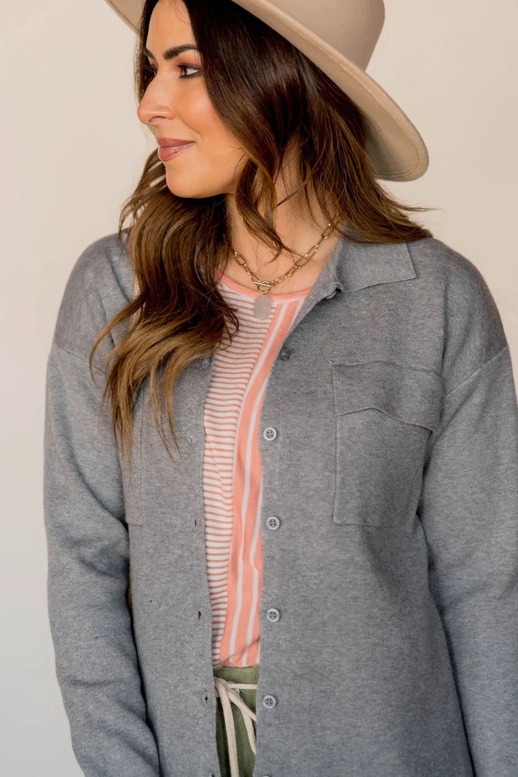 Heathered Side Slit Shacket