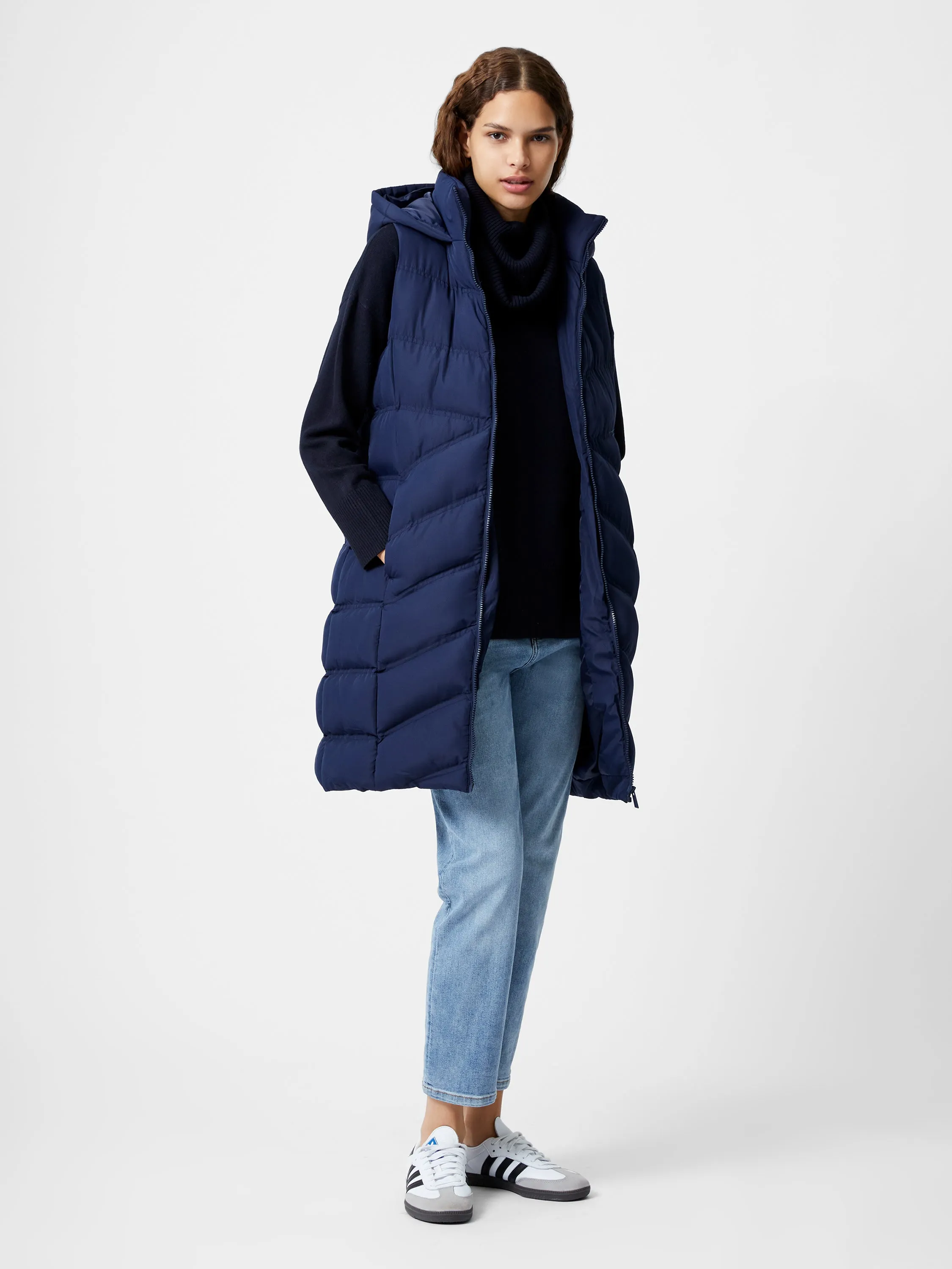 Hooded Row Mid Length Gilet