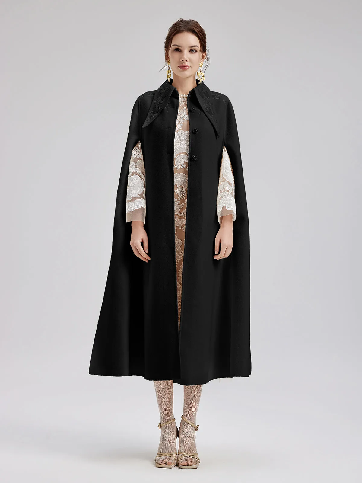 Italian Cashmere Embossed Wool Cape