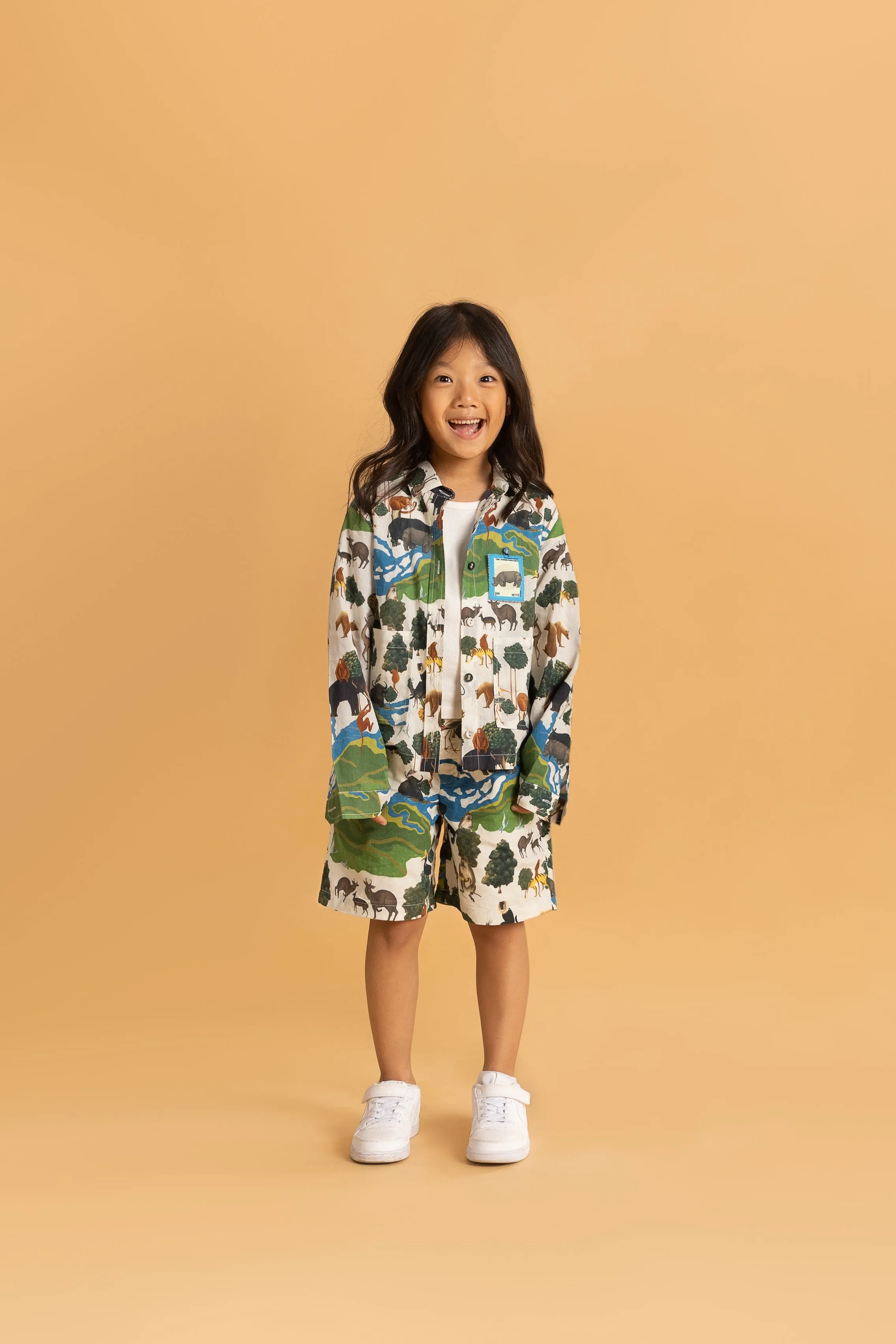 Ivory Kaziranga National Park Shacket & Bermuda Shorts - Coord Set