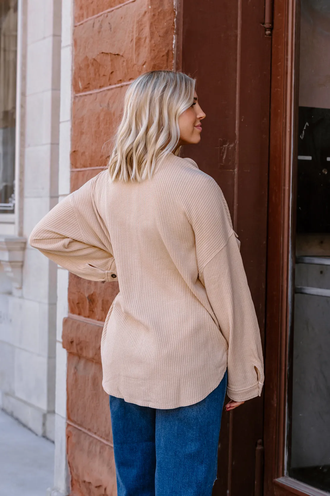 Kelsey Button Down Shacket | Taupe