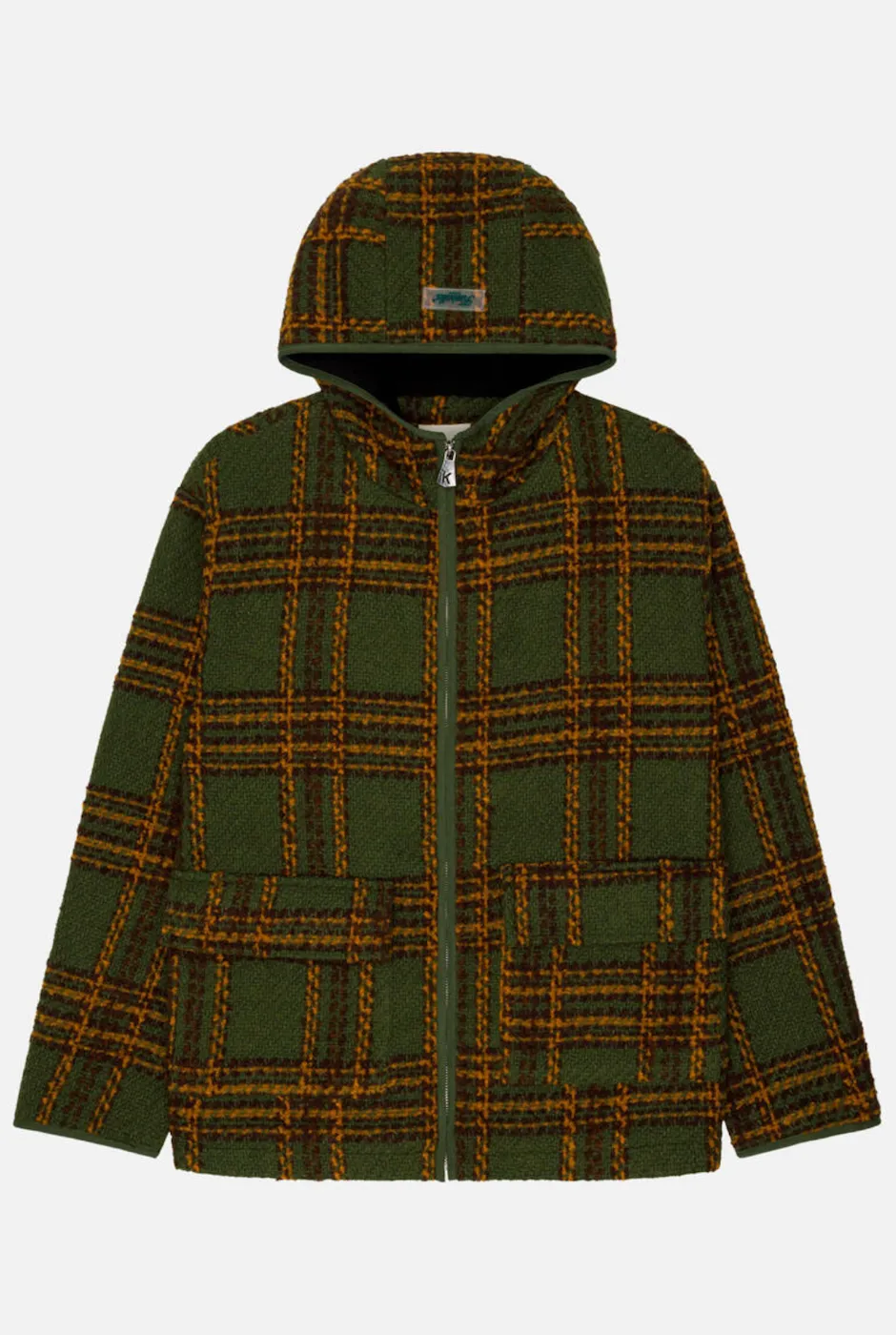 KUWALLA TEE HOODED PLAID SHACKET - DARK GREEN