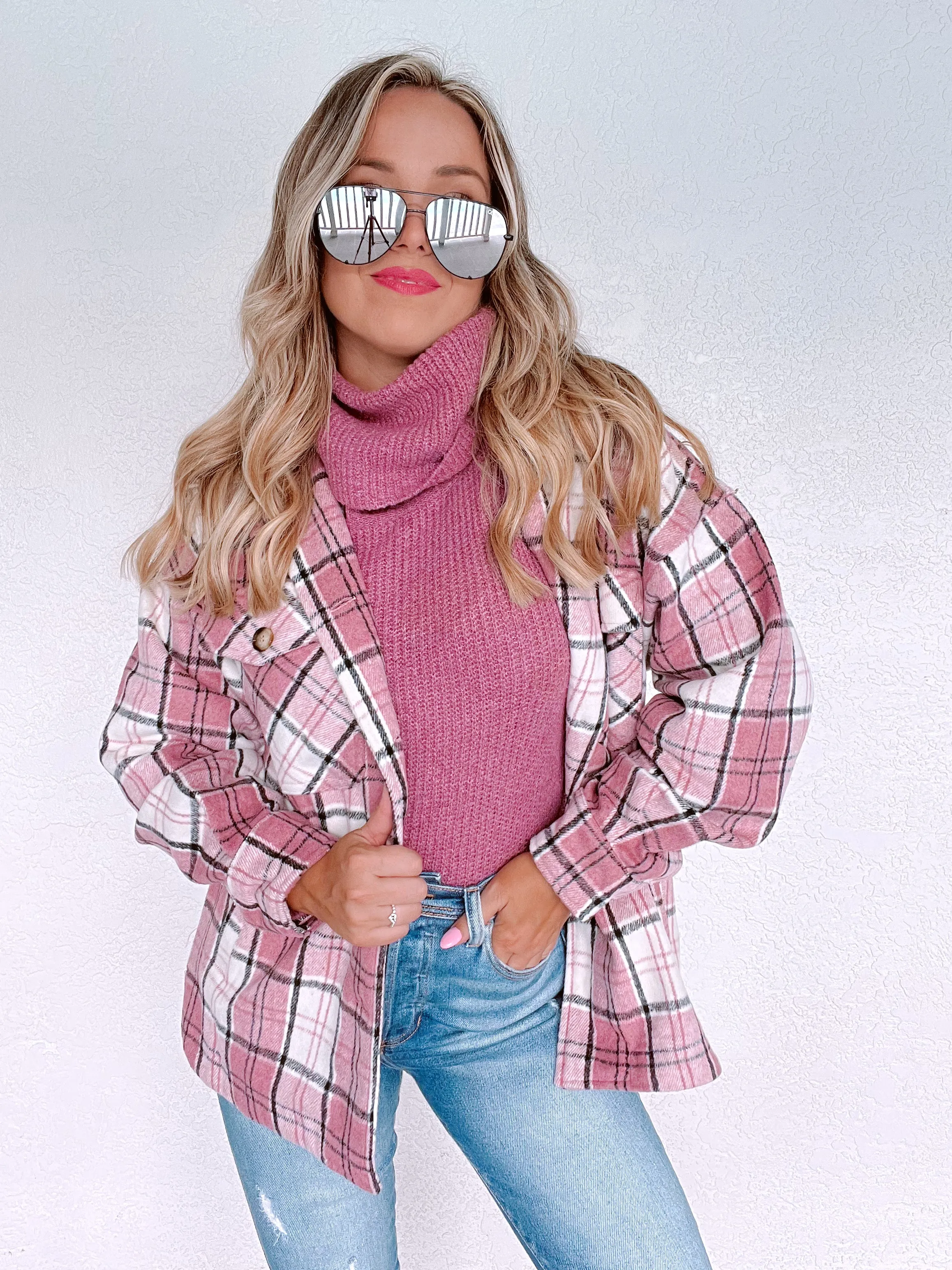 Laramie Plaid Shacket - Blush