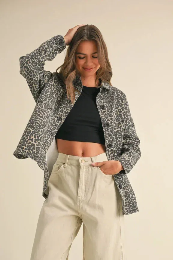 LEOPARD PRINT STRETCH SHACKET