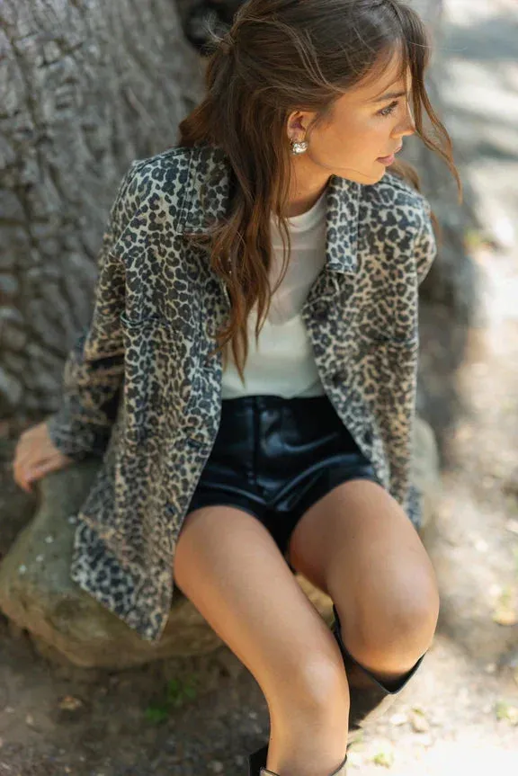 LEOPARD PRINT STRETCH SHACKET