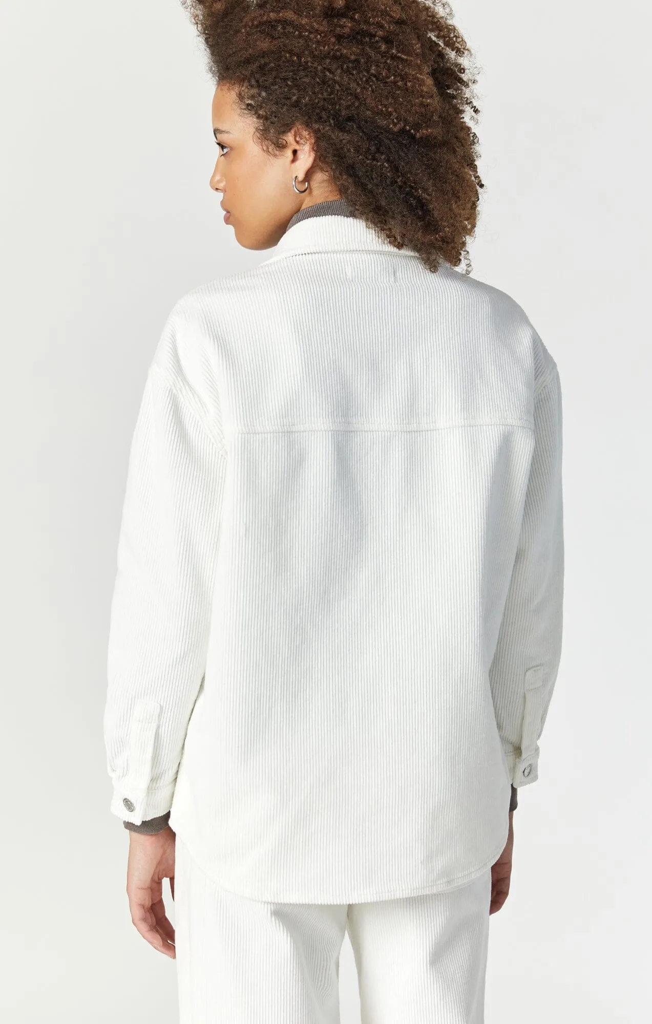 LIVIA OVERSIZED DENIM SHIRT IN OFF-WHITE CORD