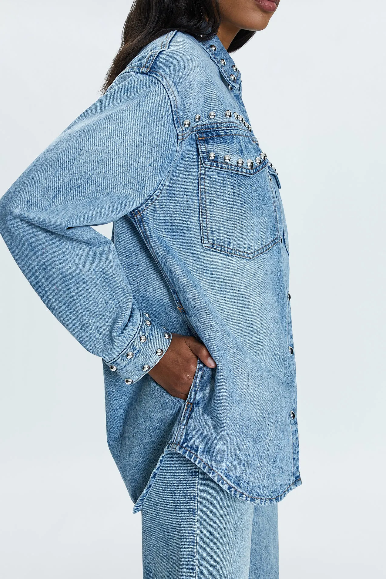 Mandy Denim Shacket - Satellite