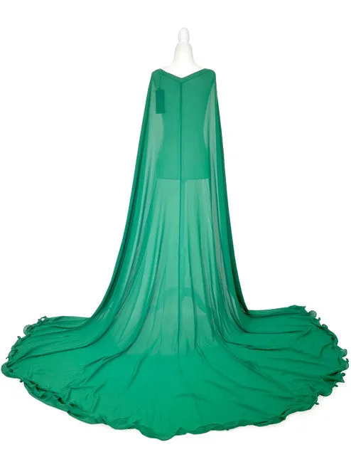 Marc Defang 2011 READY TO SHIP Long Chiffon Formal Pageant Cape 2 Panel Detachable adult womens