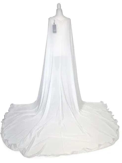 Marc Defang 2011 READY TO SHIP Long Chiffon Formal Pageant Cape 2 Panel Detachable adult womens