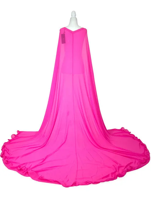 Marc Defang 2011 READY TO SHIP Long Chiffon Formal Pageant Cape 2 Panel Detachable adult womens