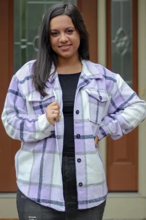 MEET ME OUTSIDE PLAID SHACKET IN LAVENDER (FINAL SALE)