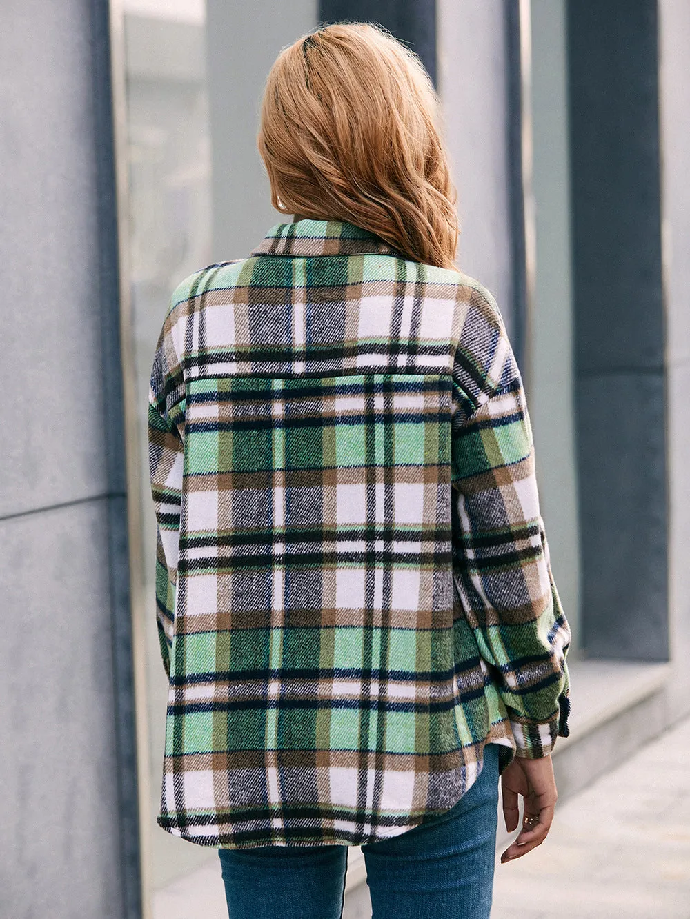 Meet You Outside Plaid Button Down Shacket