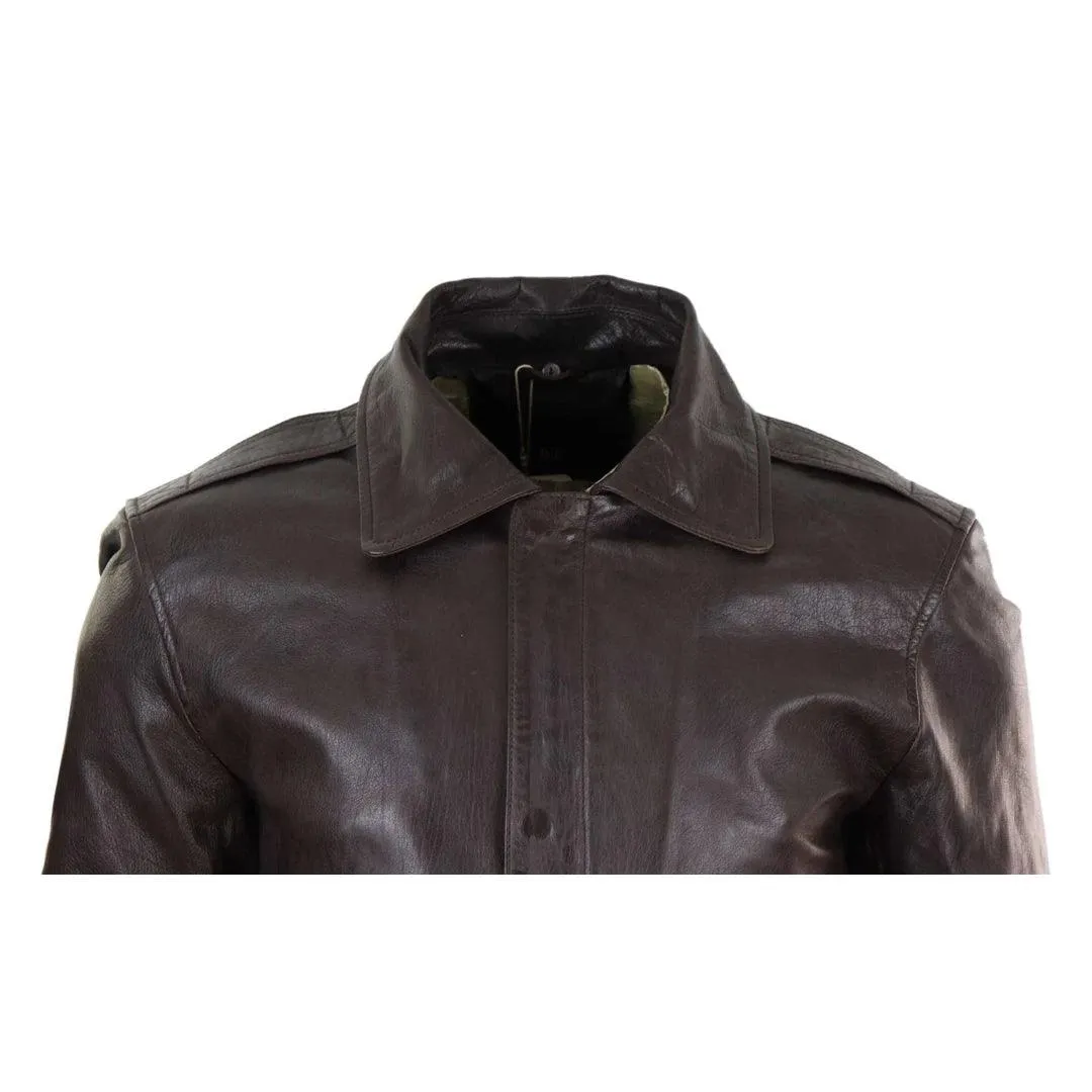 Mens Real Leather Aviator Bomber Jacket Removable Fur Collar Pilot Flying Jacket