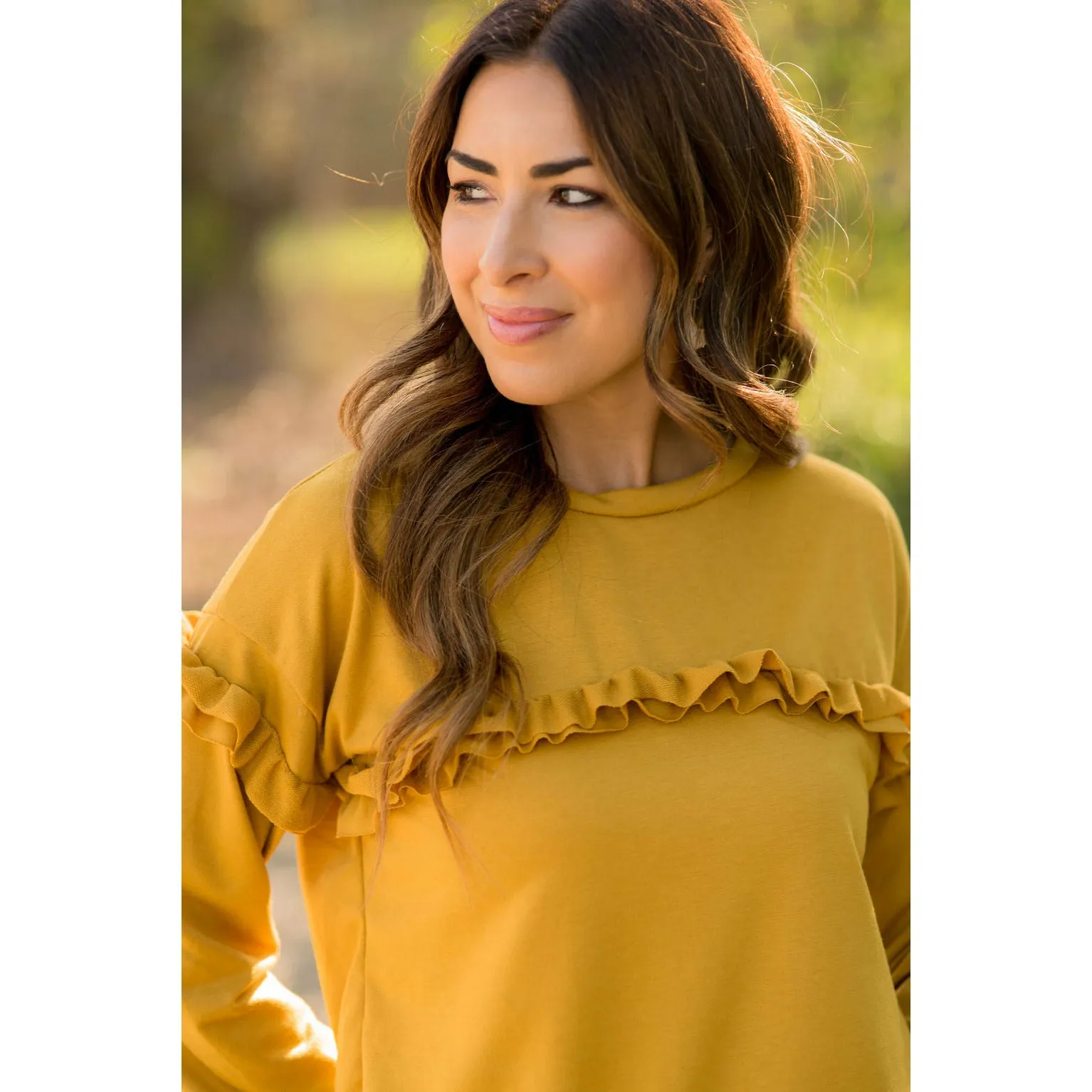 Mid Ruffle Long Sleeve Tee