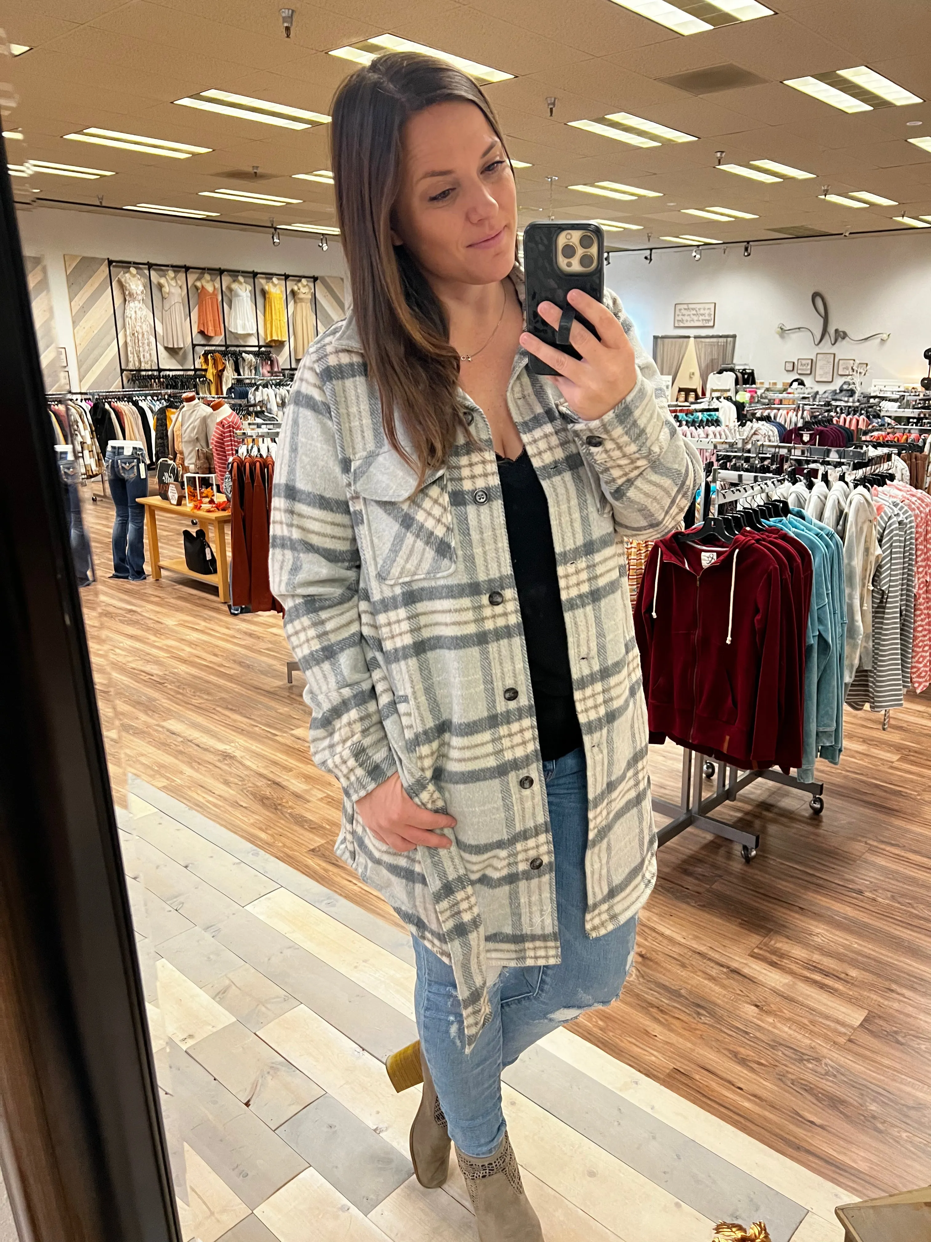 Morena Shacket (Grey Plaid)