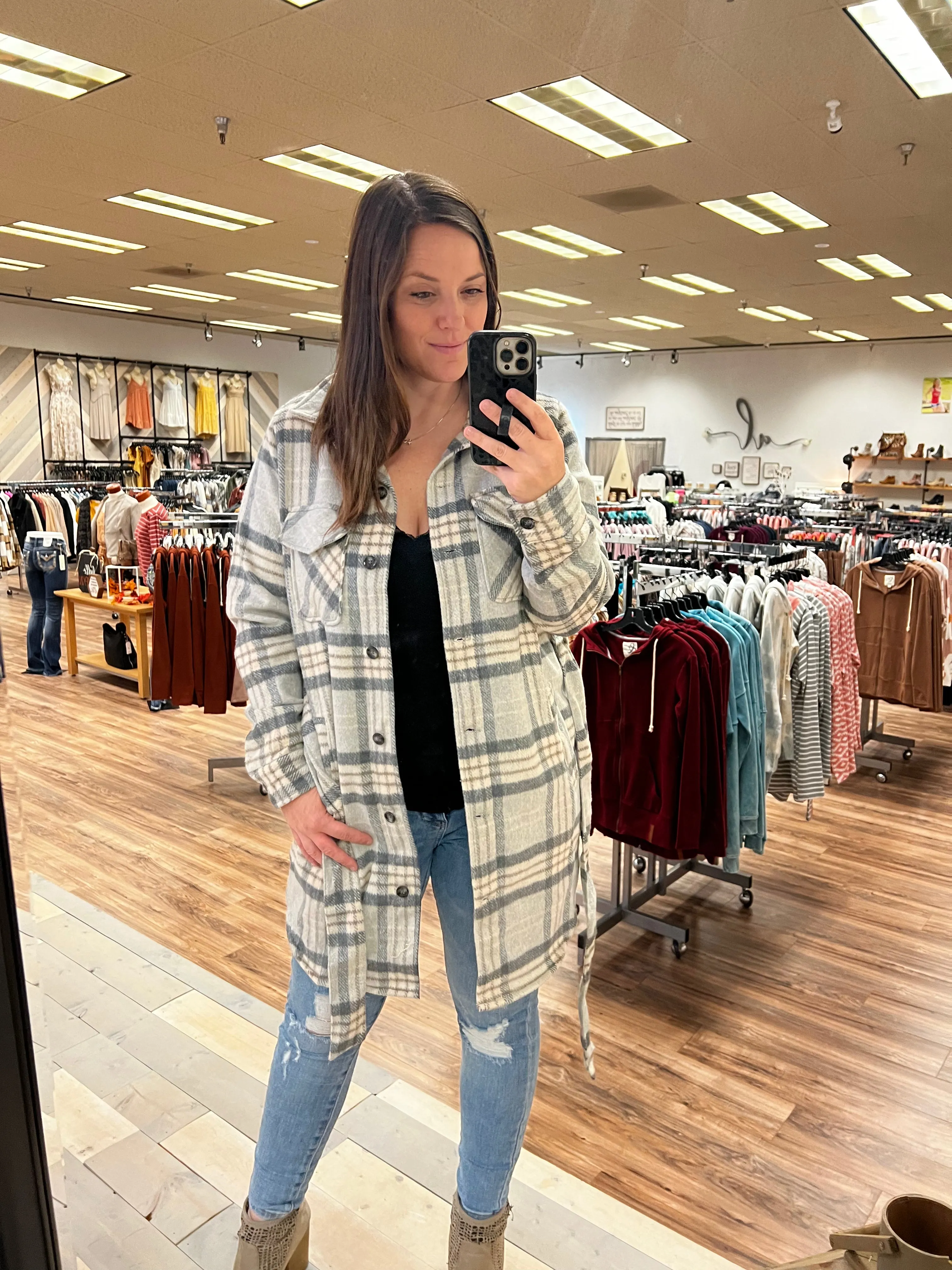 Morena Shacket (Grey Plaid)