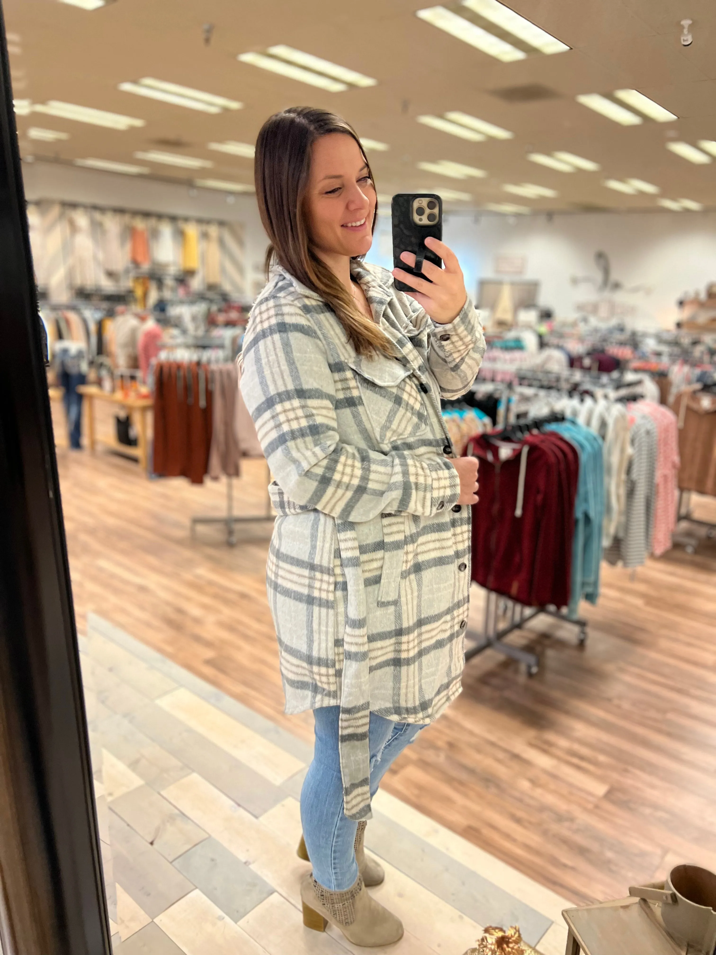 Morena Shacket (Grey Plaid)