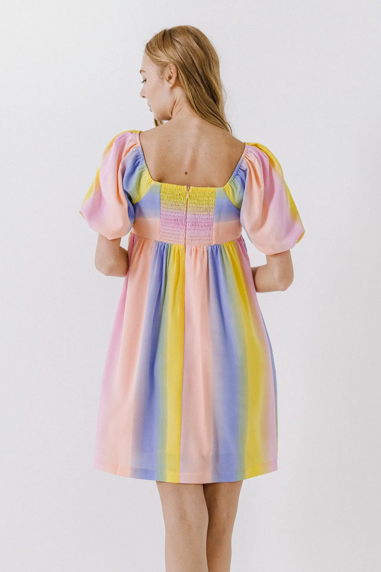 Multi Color Stripe Babydoll Dress