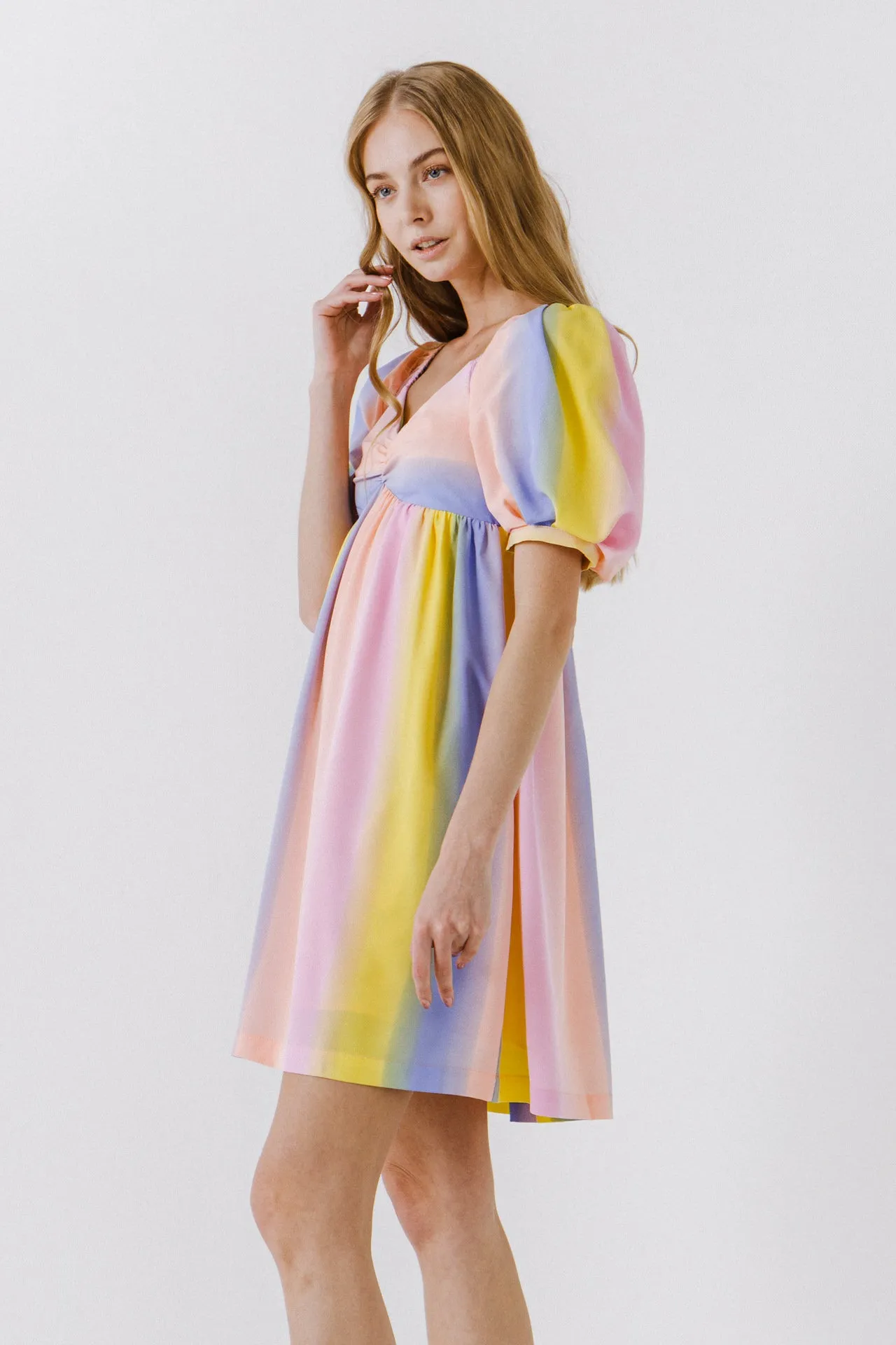 Multi Color Stripe Babydoll Dress