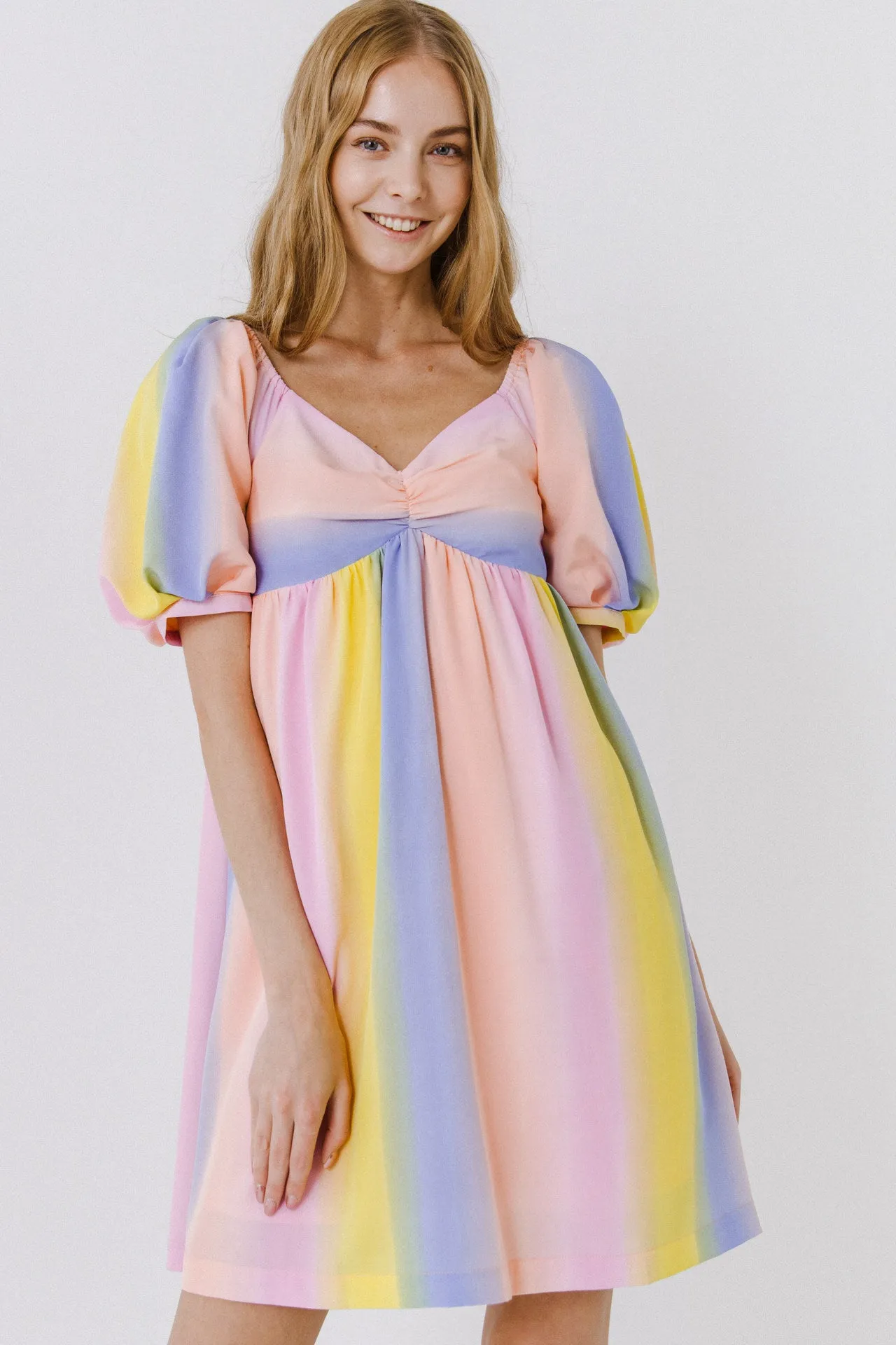 Multi Color Stripe Babydoll Dress