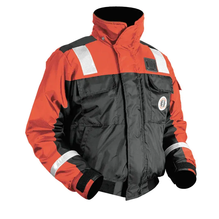 Mustang MJ6214T1 Classic Flotation Bomber Jacket w/Reflective Tape | Orange/Black