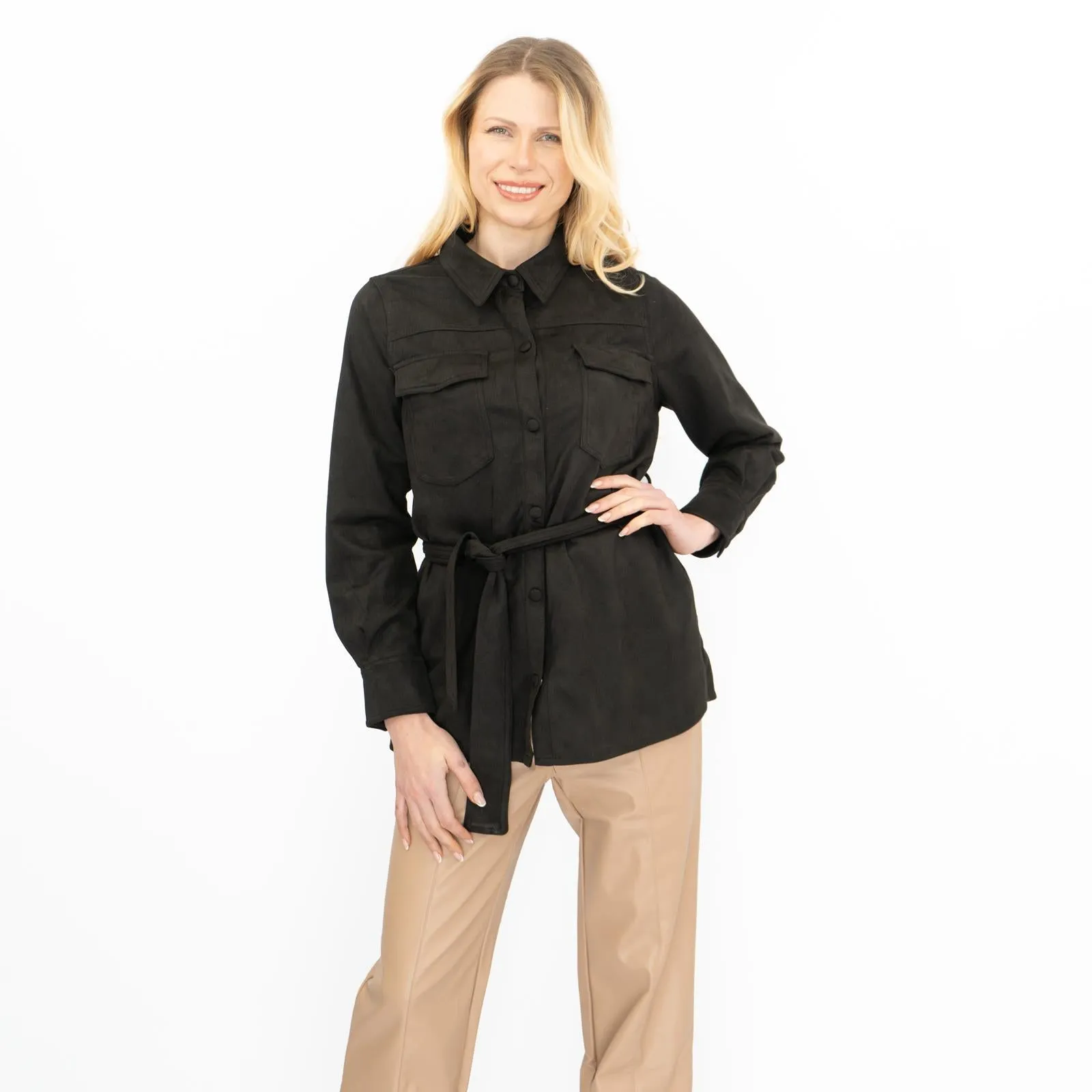 New Look Womens Suedette Shacket Black