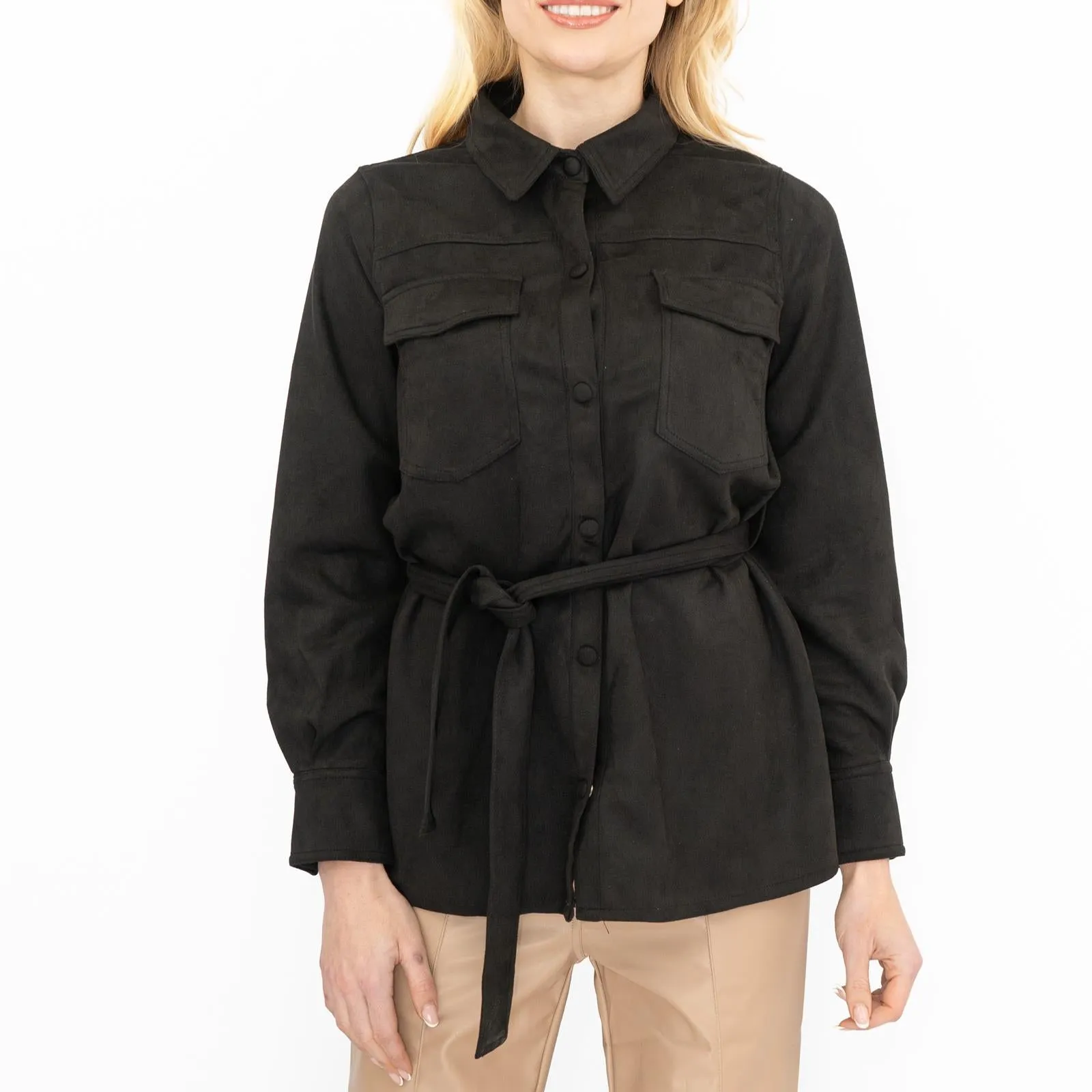 New Look Womens Suedette Shacket Black