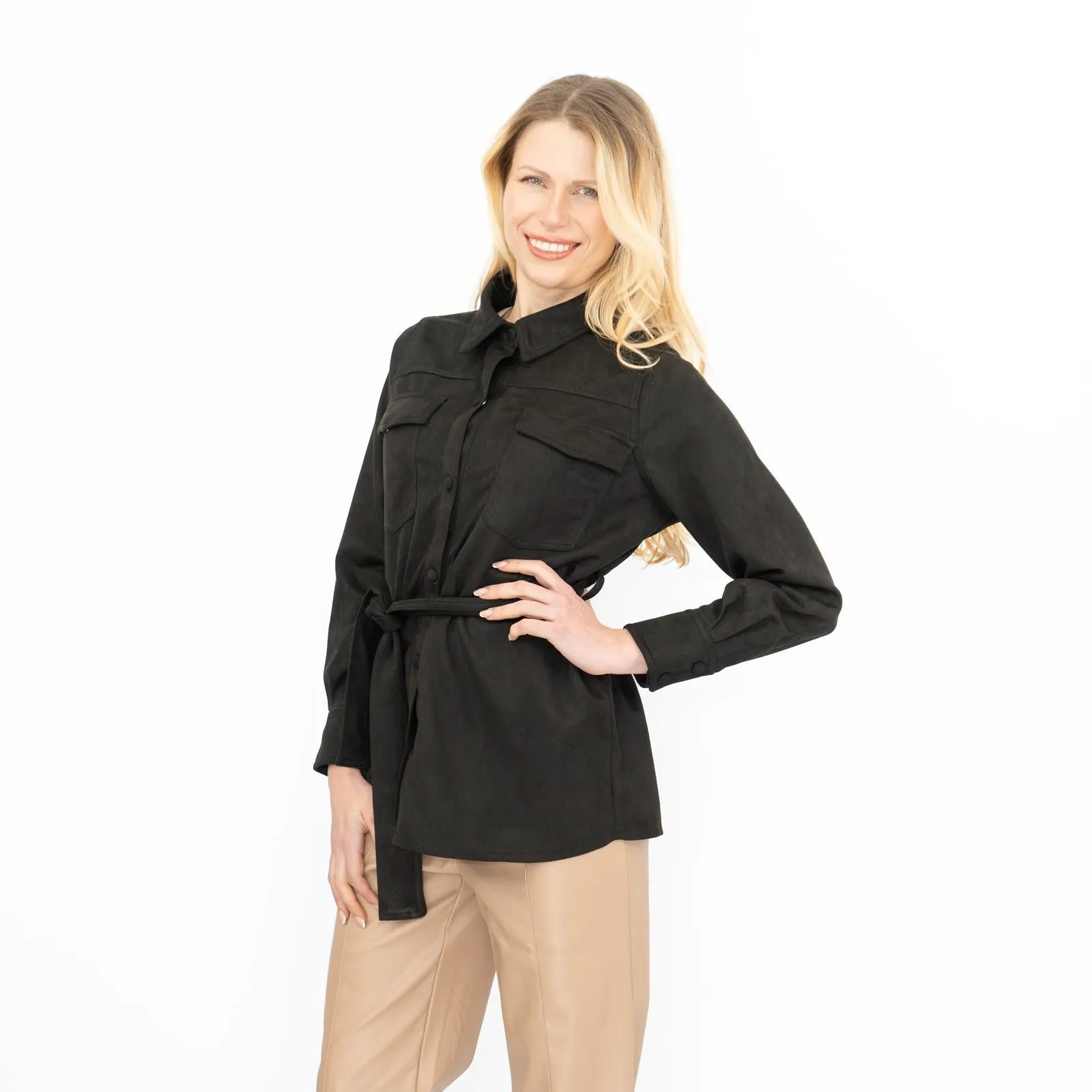 New Look Womens Suedette Shacket Black