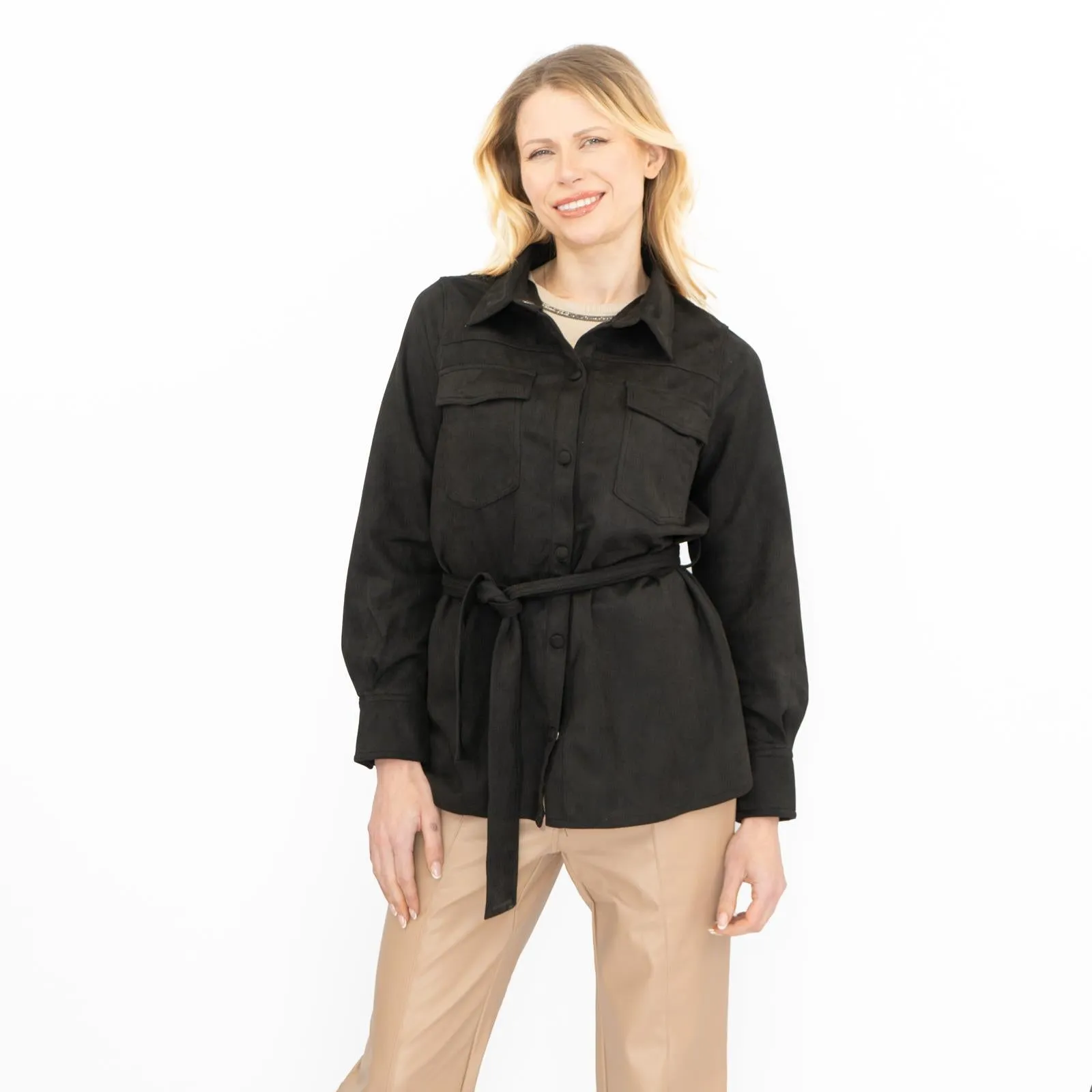 New Look Womens Suedette Shacket Black