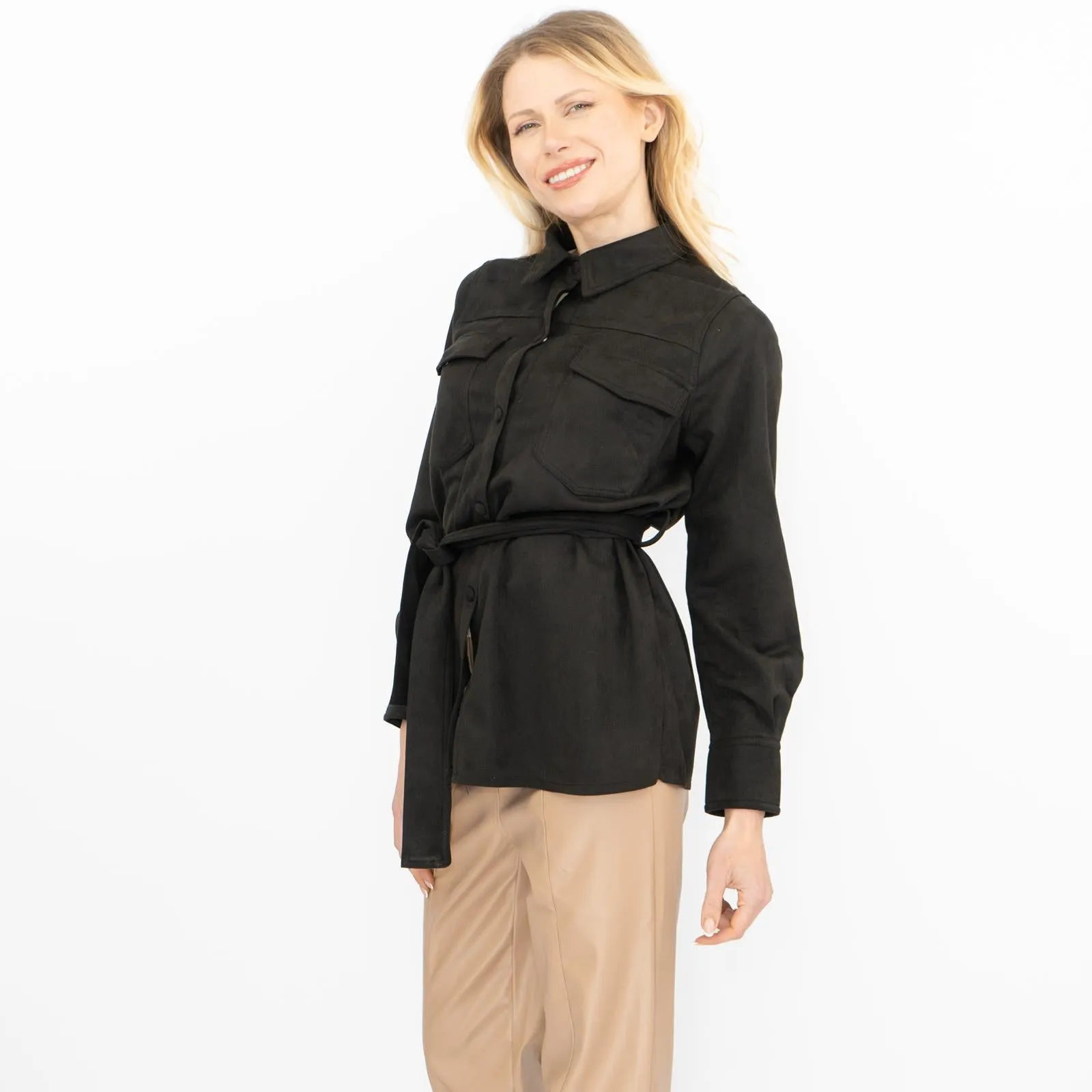 New Look Womens Suedette Shacket Black