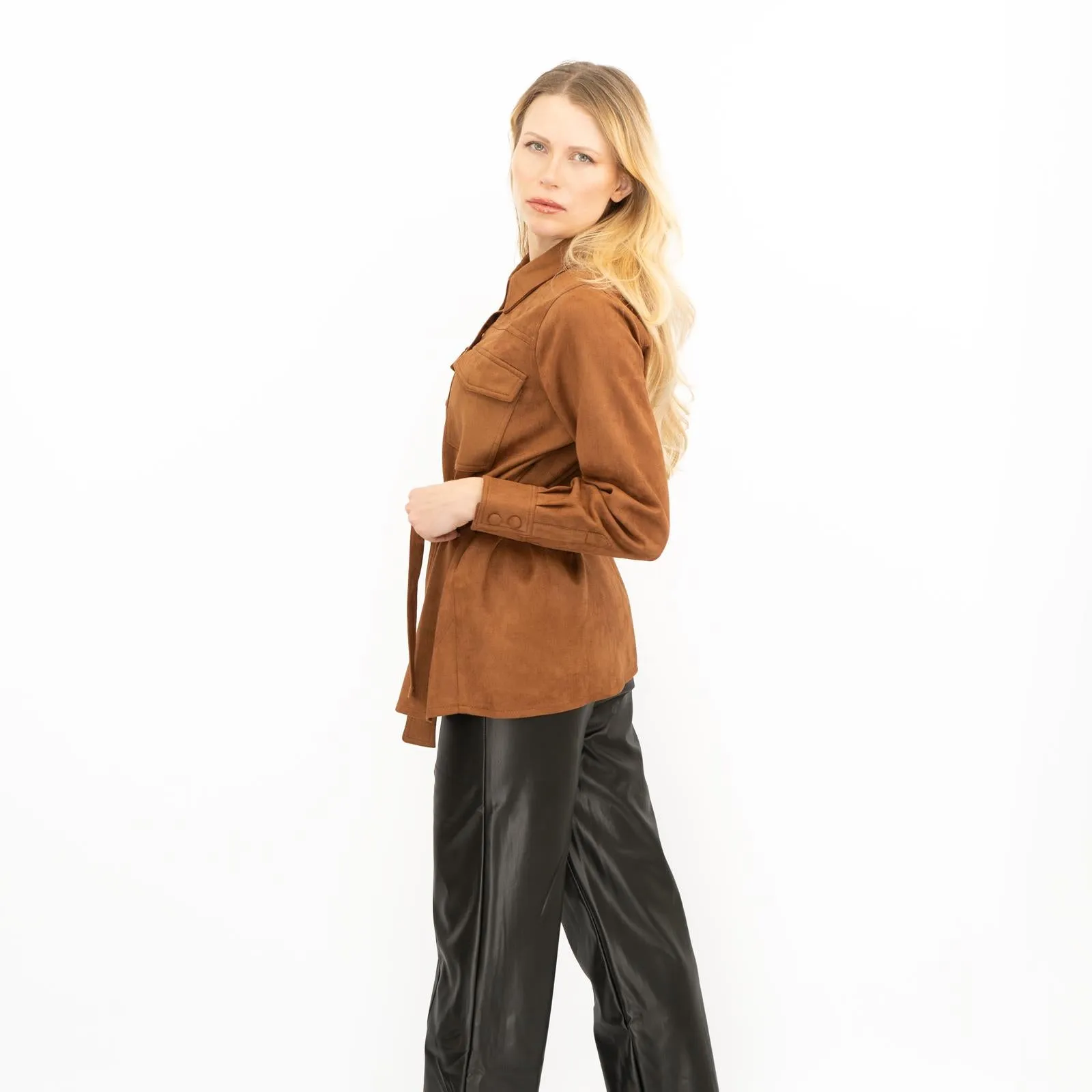 New Look Womens Suedette Shacket Rust Brown