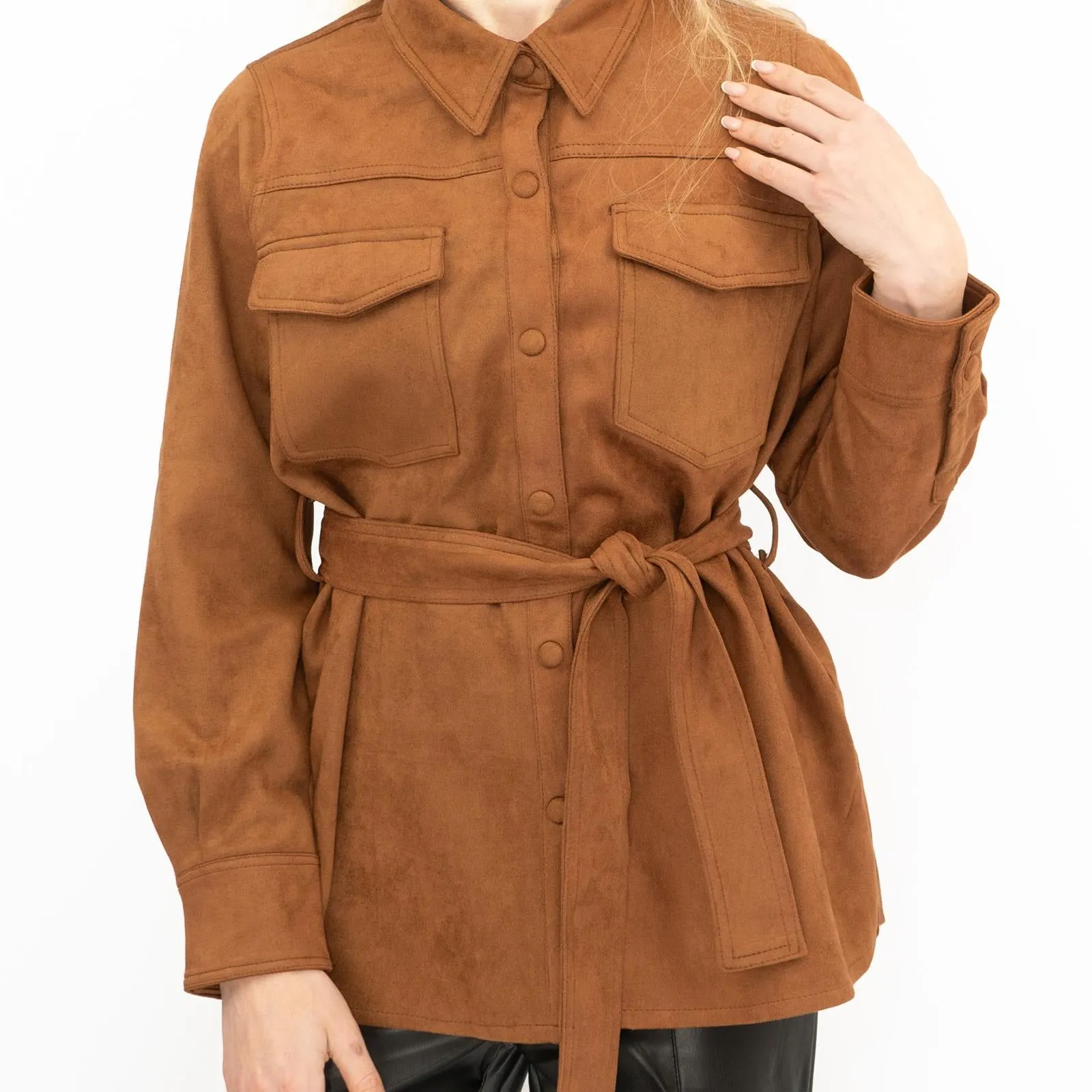 New Look Womens Suedette Shacket Rust Brown