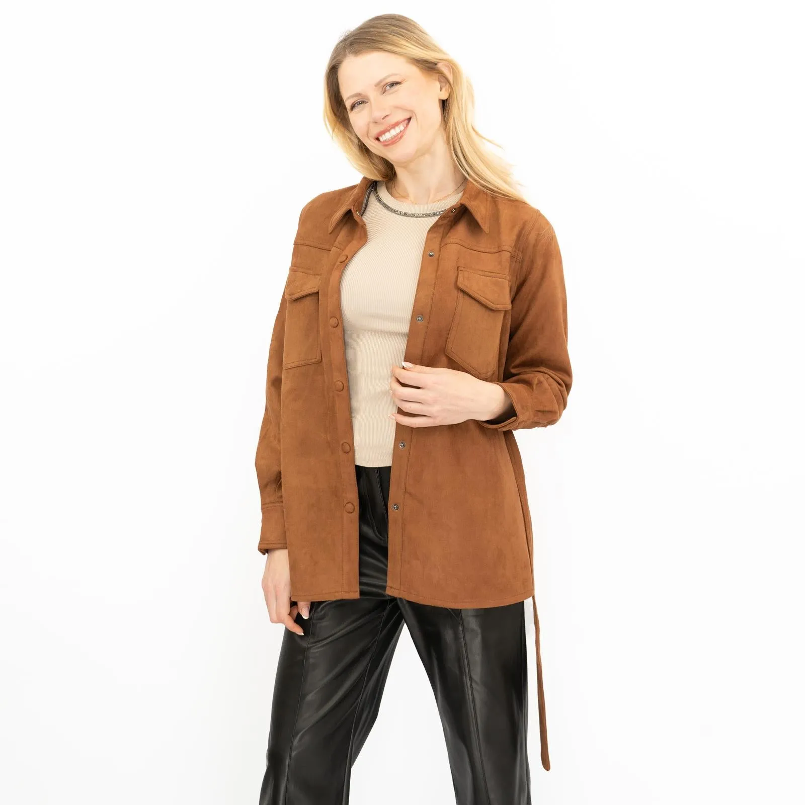 New Look Womens Suedette Shacket Rust Brown