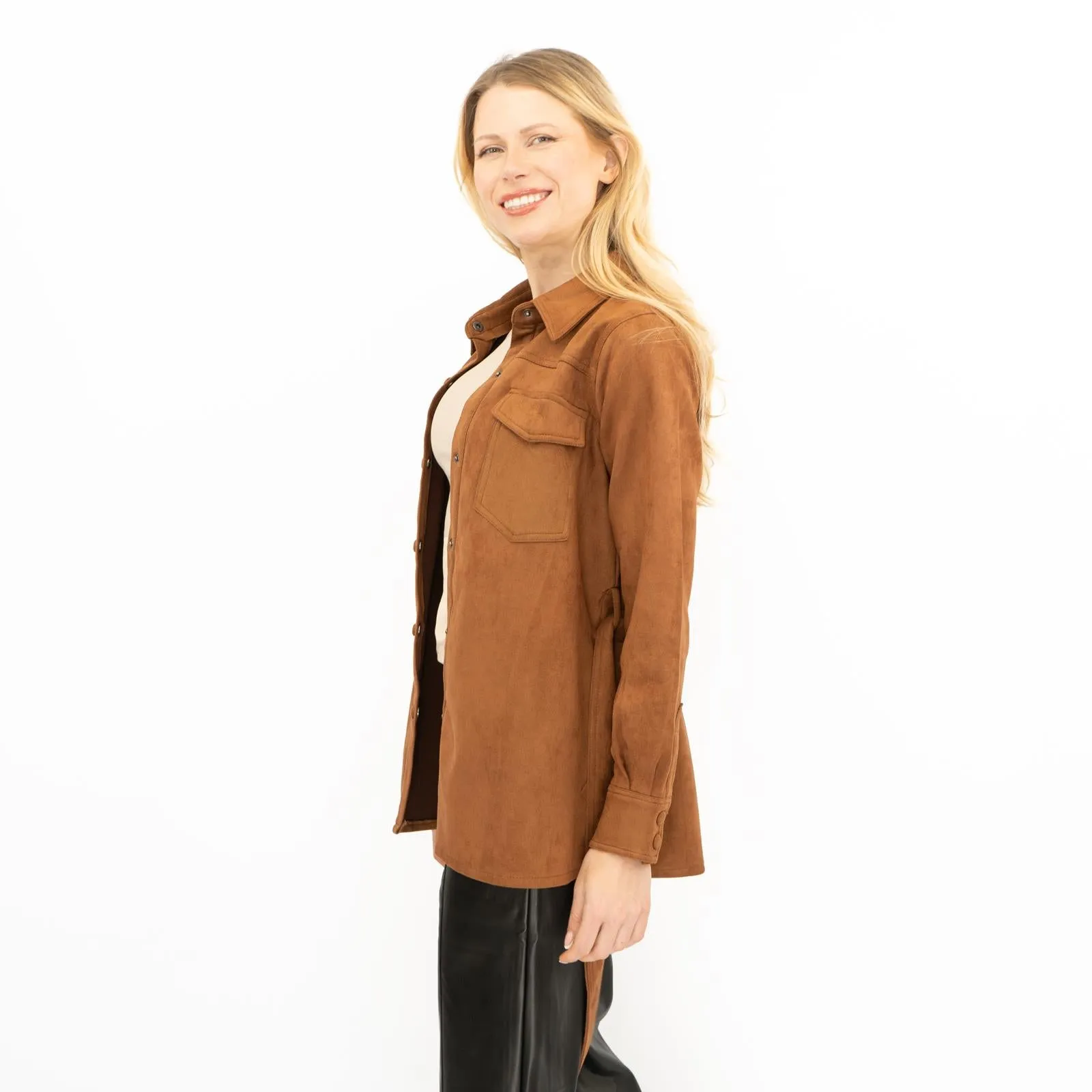 New Look Womens Suedette Shacket Rust Brown