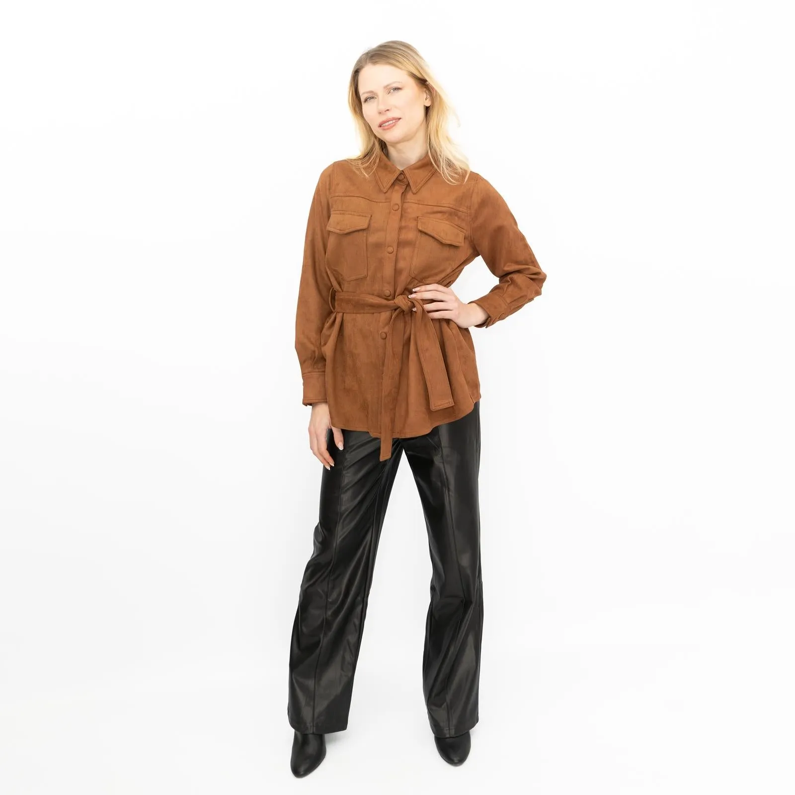 New Look Womens Suedette Shacket Rust Brown