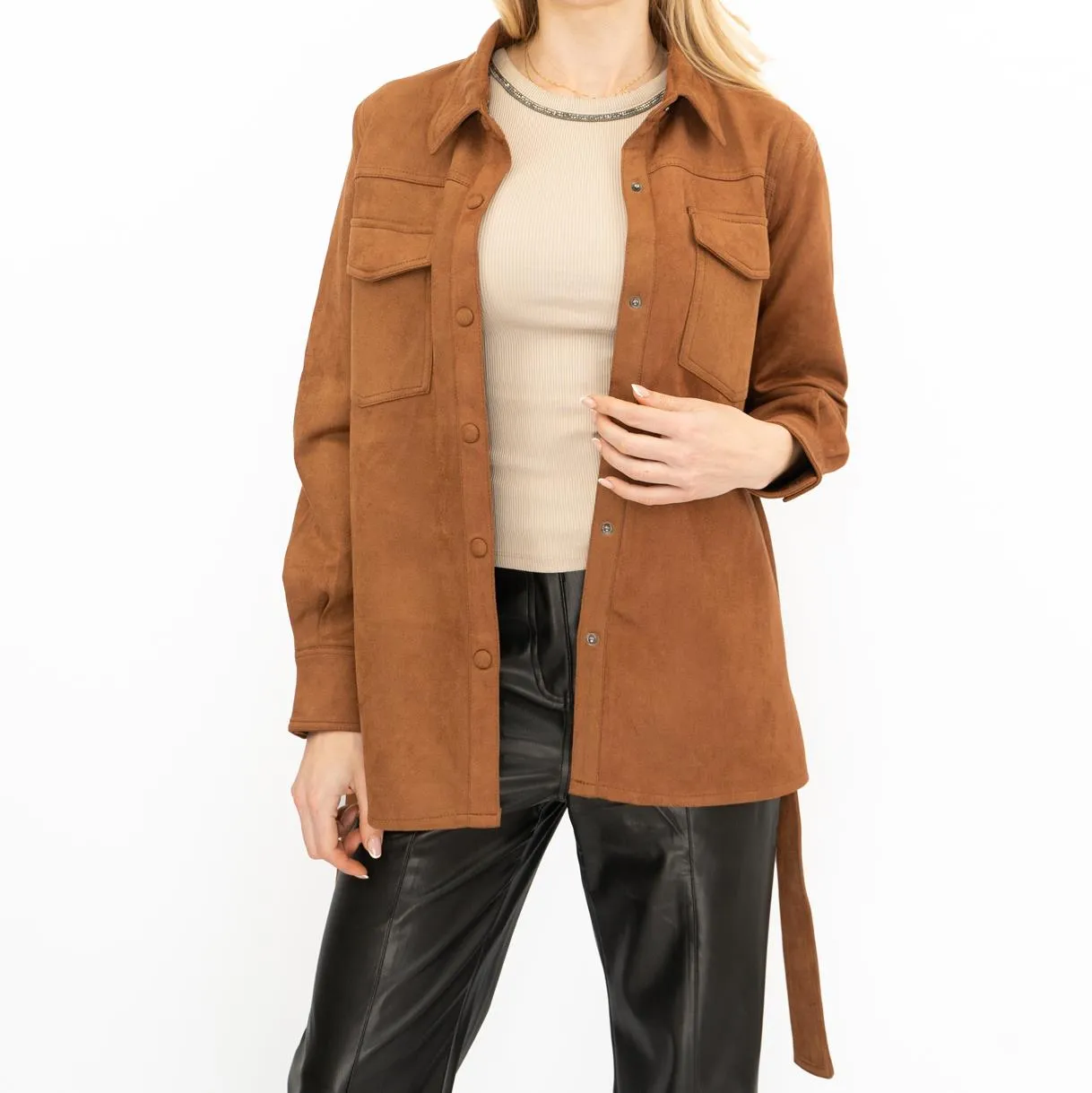 New Look Womens Suedette Shacket Rust Brown