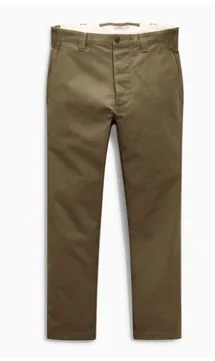 Next Mens Smart Khaki Utility Tapered Fit Green Chinos