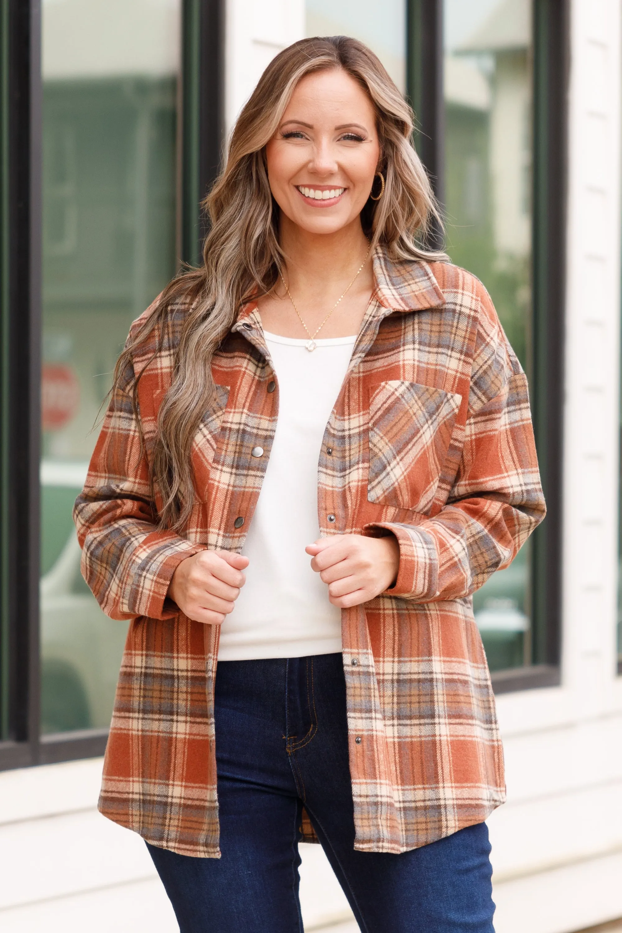 Not Your Boyfriend's Flannel Shacket, Red