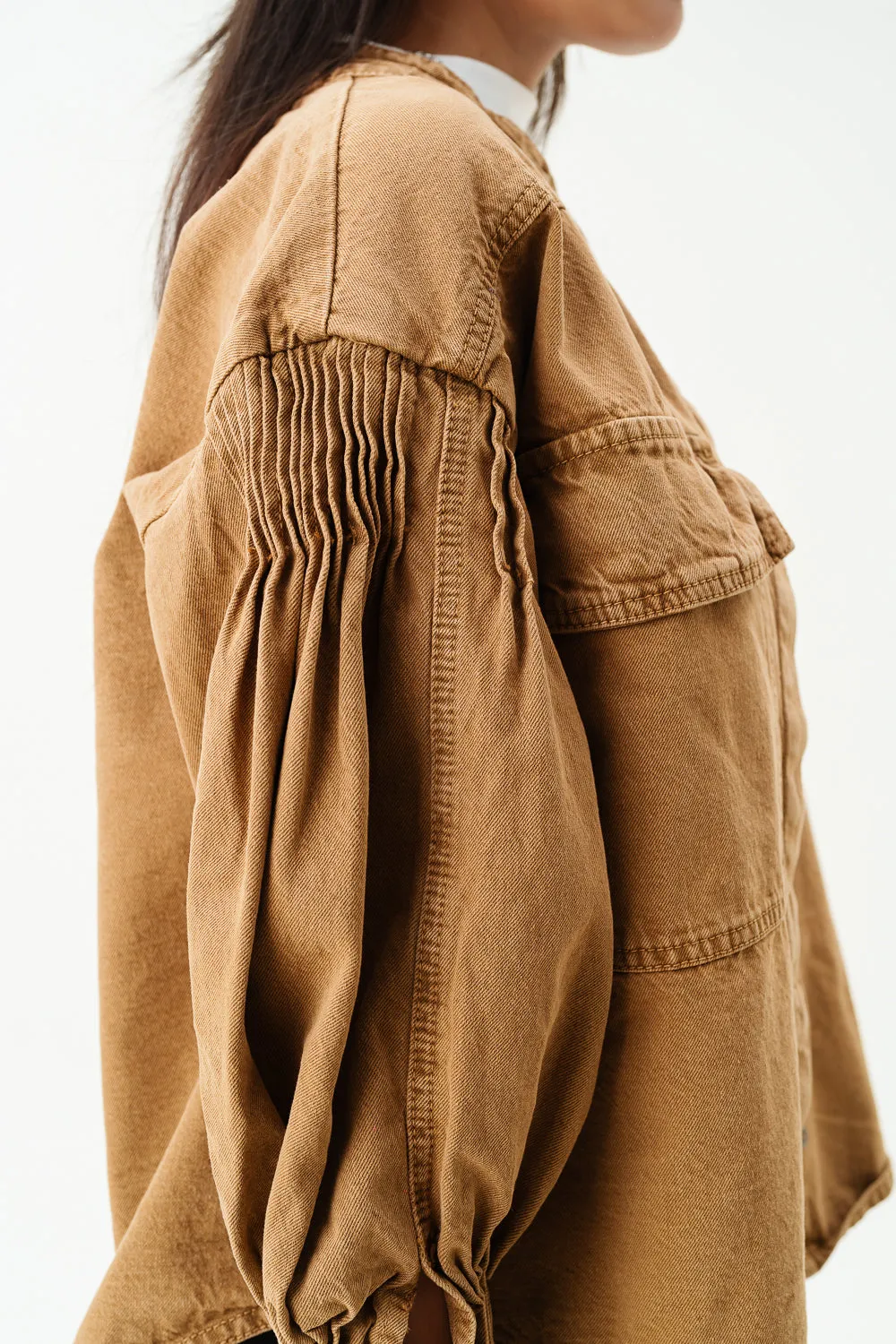 Ochre Brown Stylized Biker Jacket