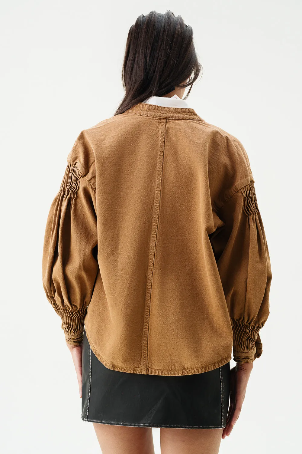 Ochre Brown Stylized Biker Jacket