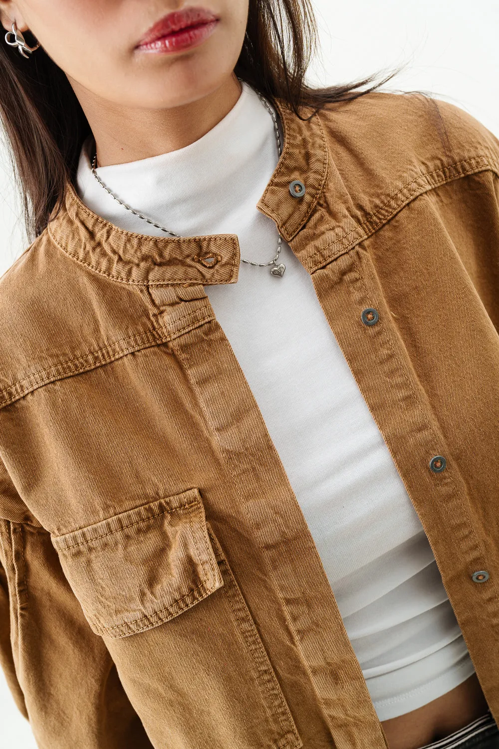 Ochre Brown Stylized Biker Jacket