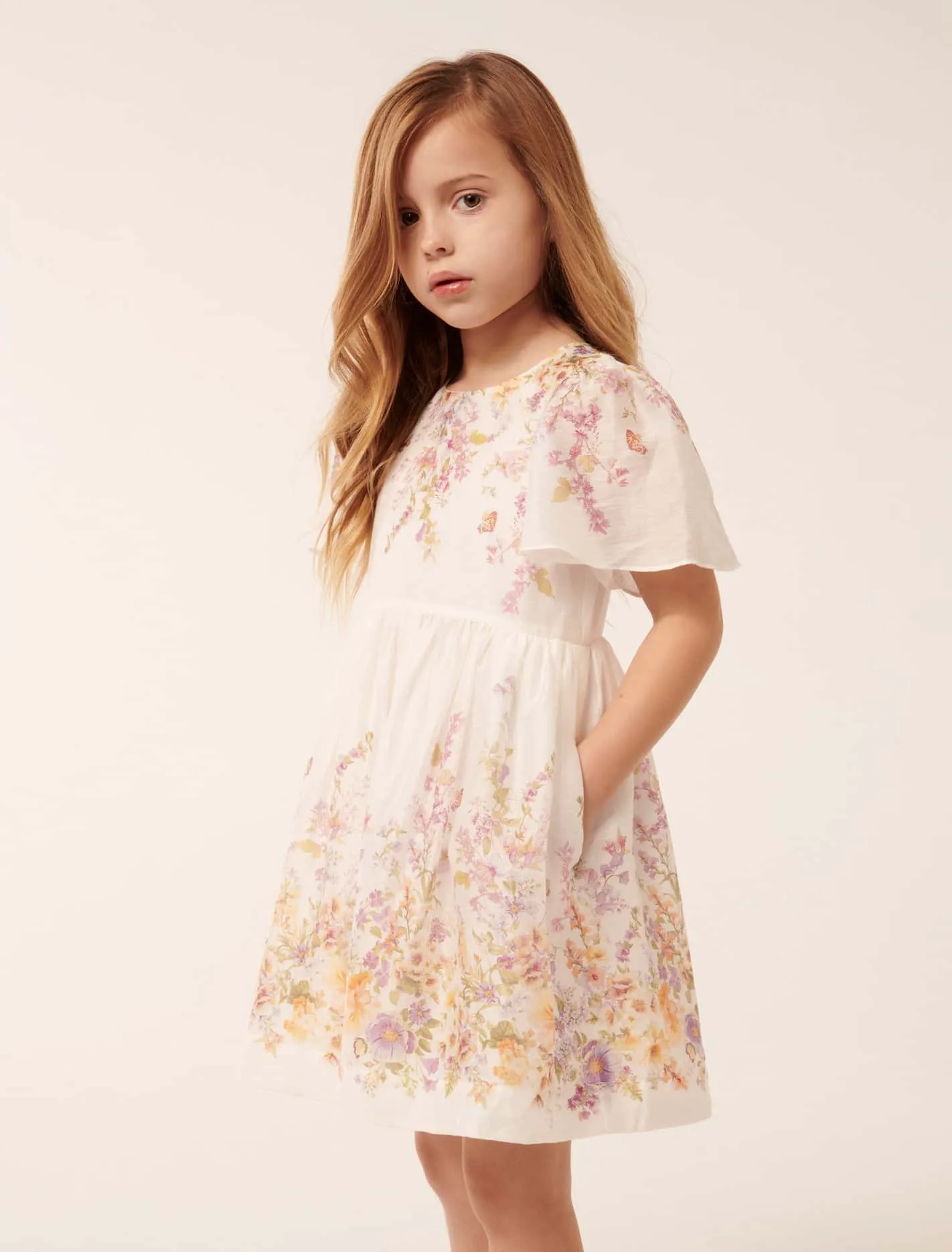 Olivia Placement Print Flutter Dress