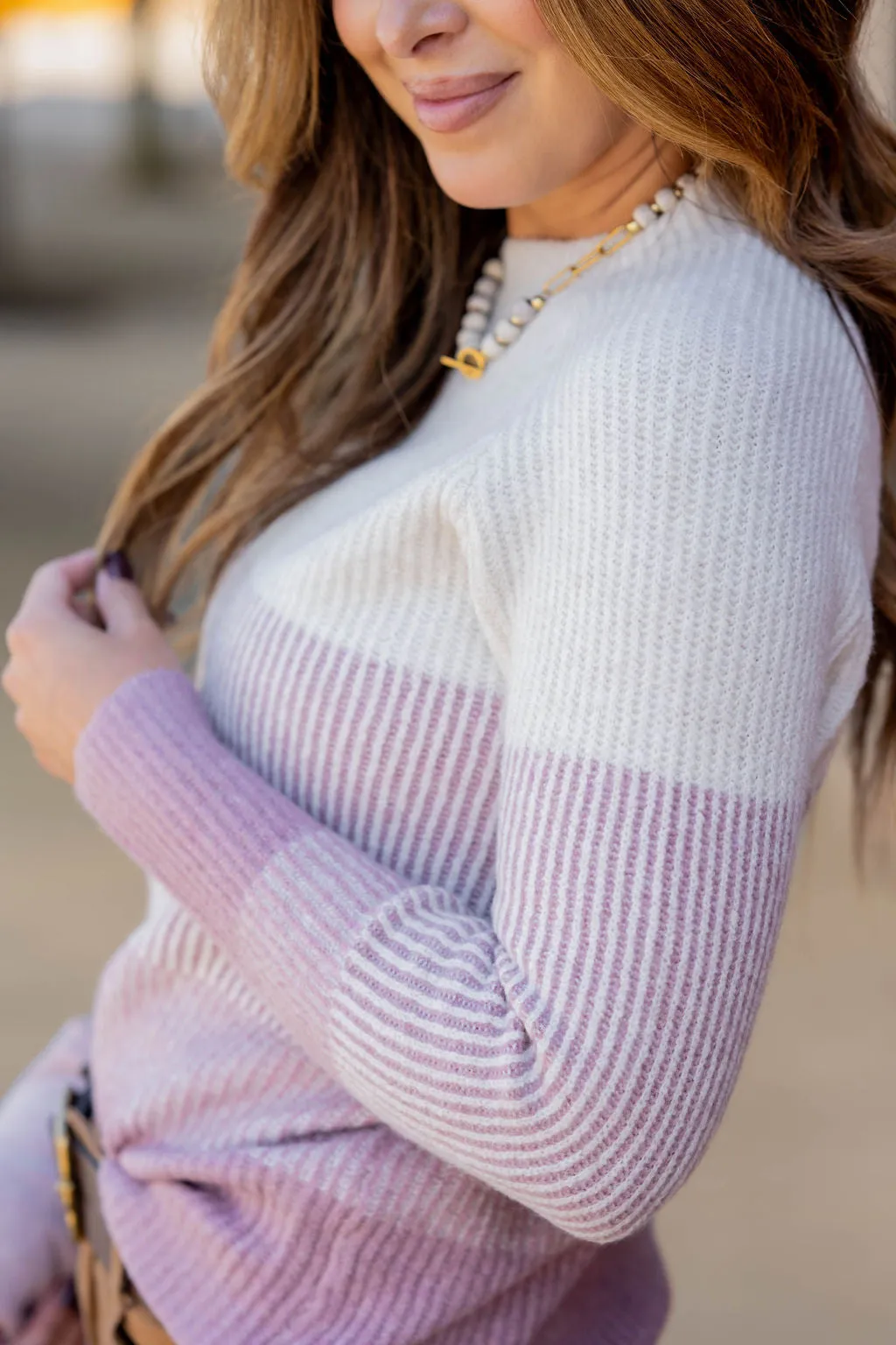 Ombre Ribbed Knit Sweater