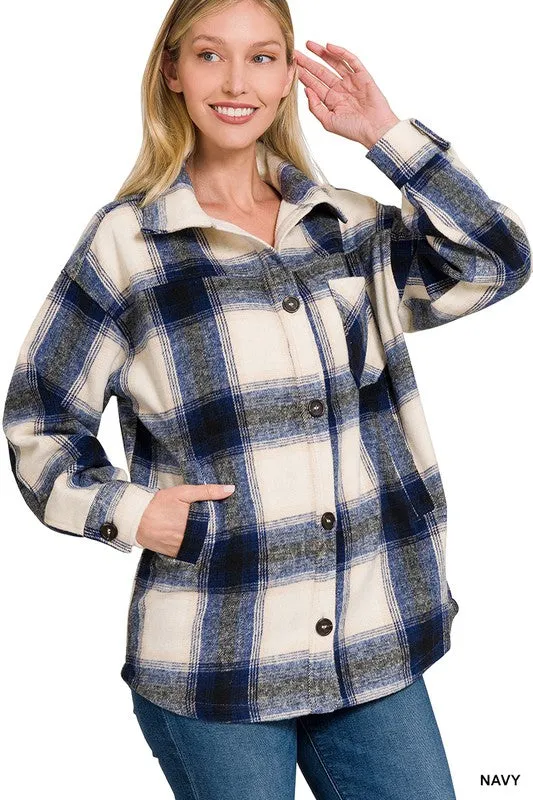 Oversized Yarn Dyed Plaid Longline Shacket