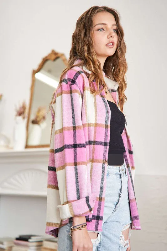 Pink Perfectly Plaid Shacket