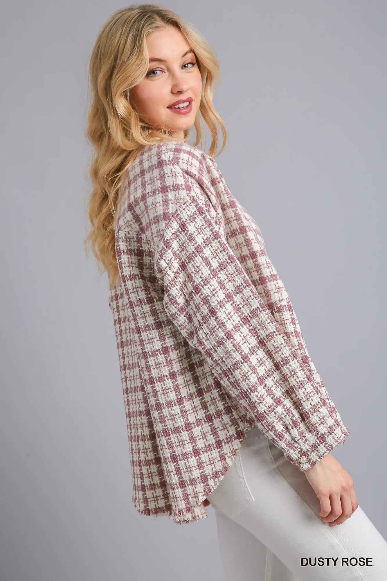 Plaid Obsession Mauve Tweed Shacket