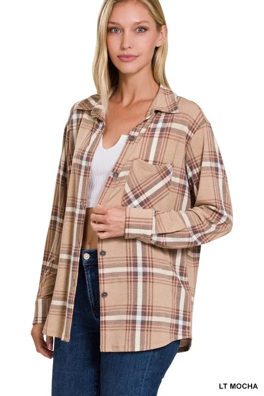 Plaid Shacket With Front Pocket