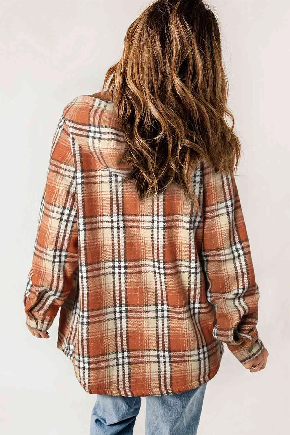 Plaid Snap Down Hooded Jacket